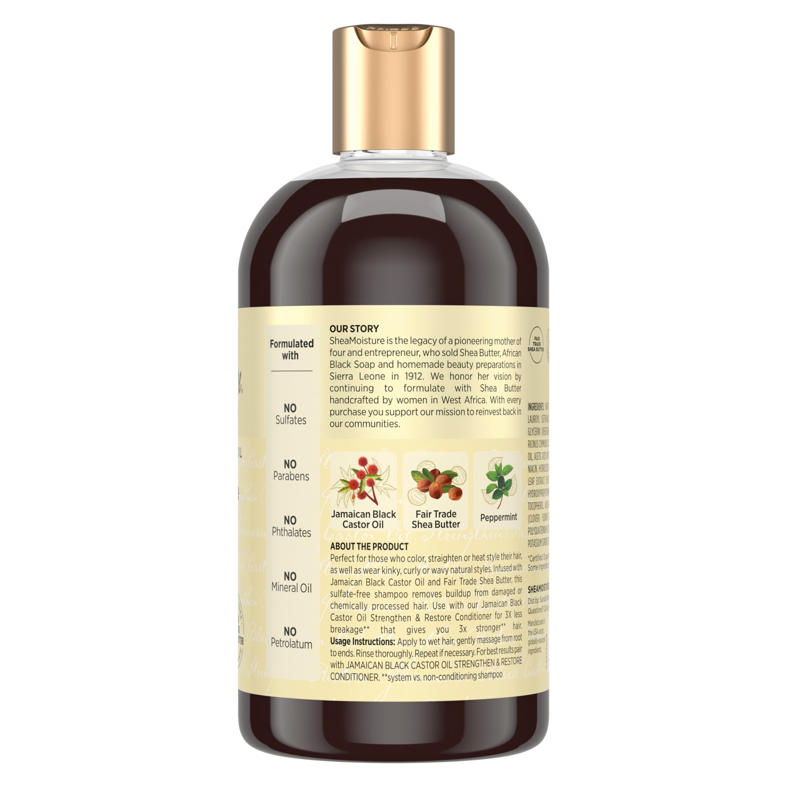 SheaMoisture Strengthen & Restore Shampoo 13 fl.oz - Pure Jamaican Black Castor Oil for Damaged Hair 8