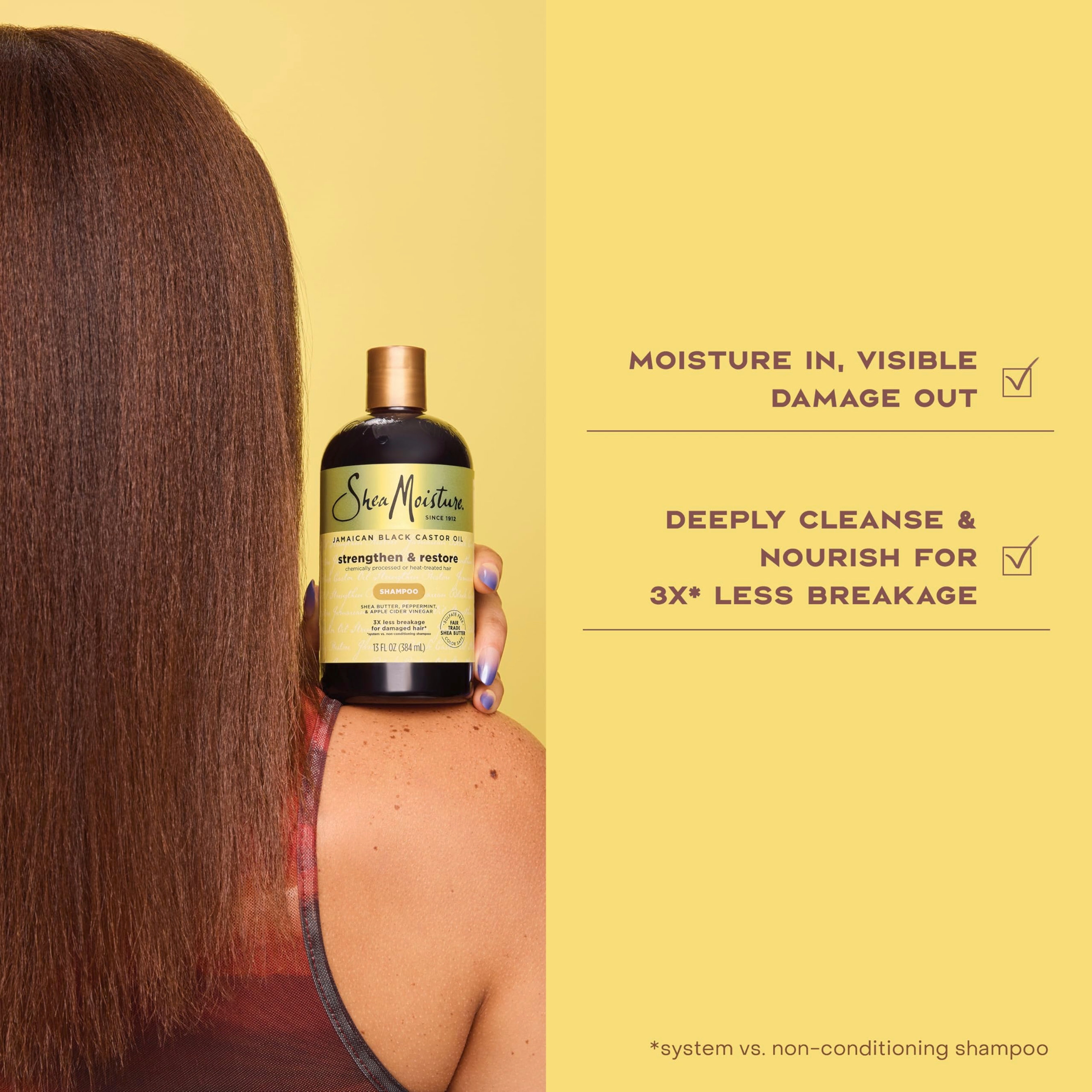 SheaMoisture Strengthen & Restore Shampoo 13 fl.oz - Pure Jamaican Black Castor Oil for Damaged Hair 4
