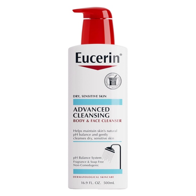 Eucerin Advanced Repair Body & Face Cleanser 16.9 fl.oz - Gentle Wash for Normal to Dry, Sensitive Skin