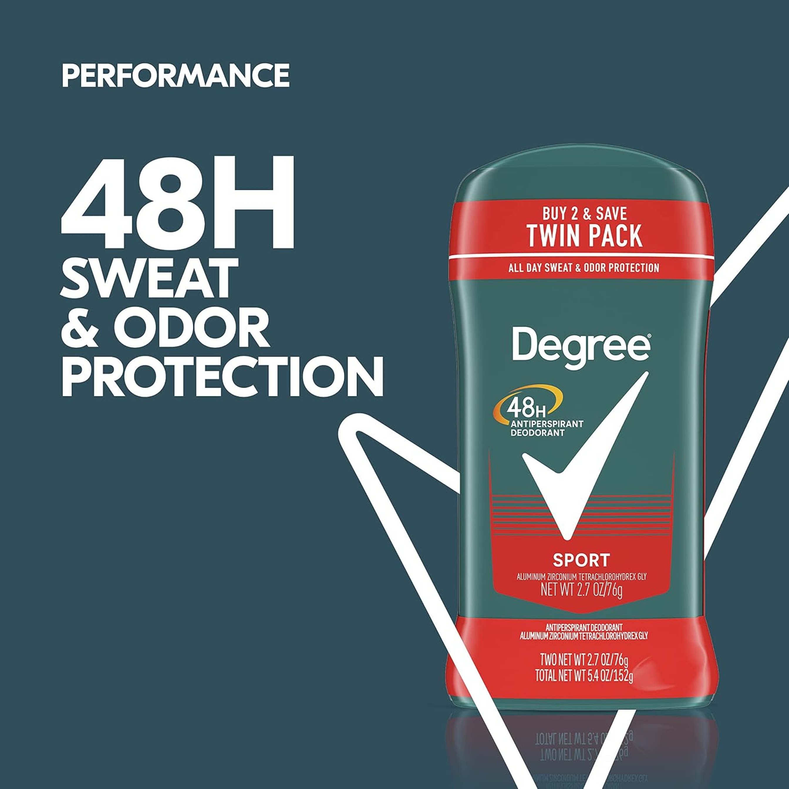 Degree Men Sport Antiperspirant Deodorant Stick 2.7 oz (Pack of 2) - 48-Hour Sweat & Odor Protection 5