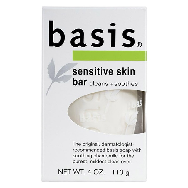 Basis Sensitive Skin Bar Soap 4 oz - Unscented Soap Bar for Sensitive Skin with Chamomile and Aloe Vera