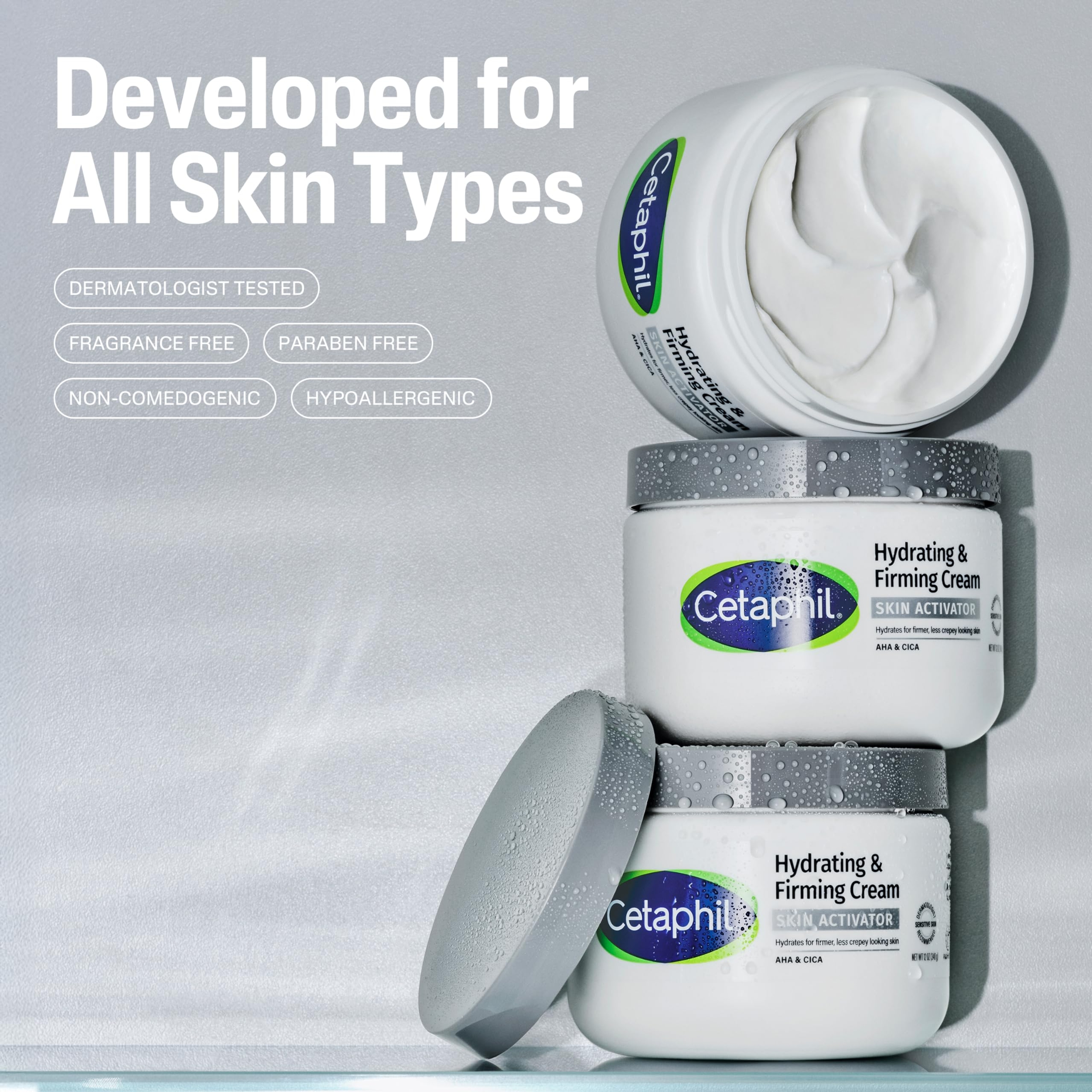 Cetaphil Skin Activator Hydrating & Firming Body Cream, Mandelic Acid (AHA) and Centella Asiatica (CICA) Cream, Hydrates and Firms Aging Skin, Anti-Aging Skincare, 12 oz 14