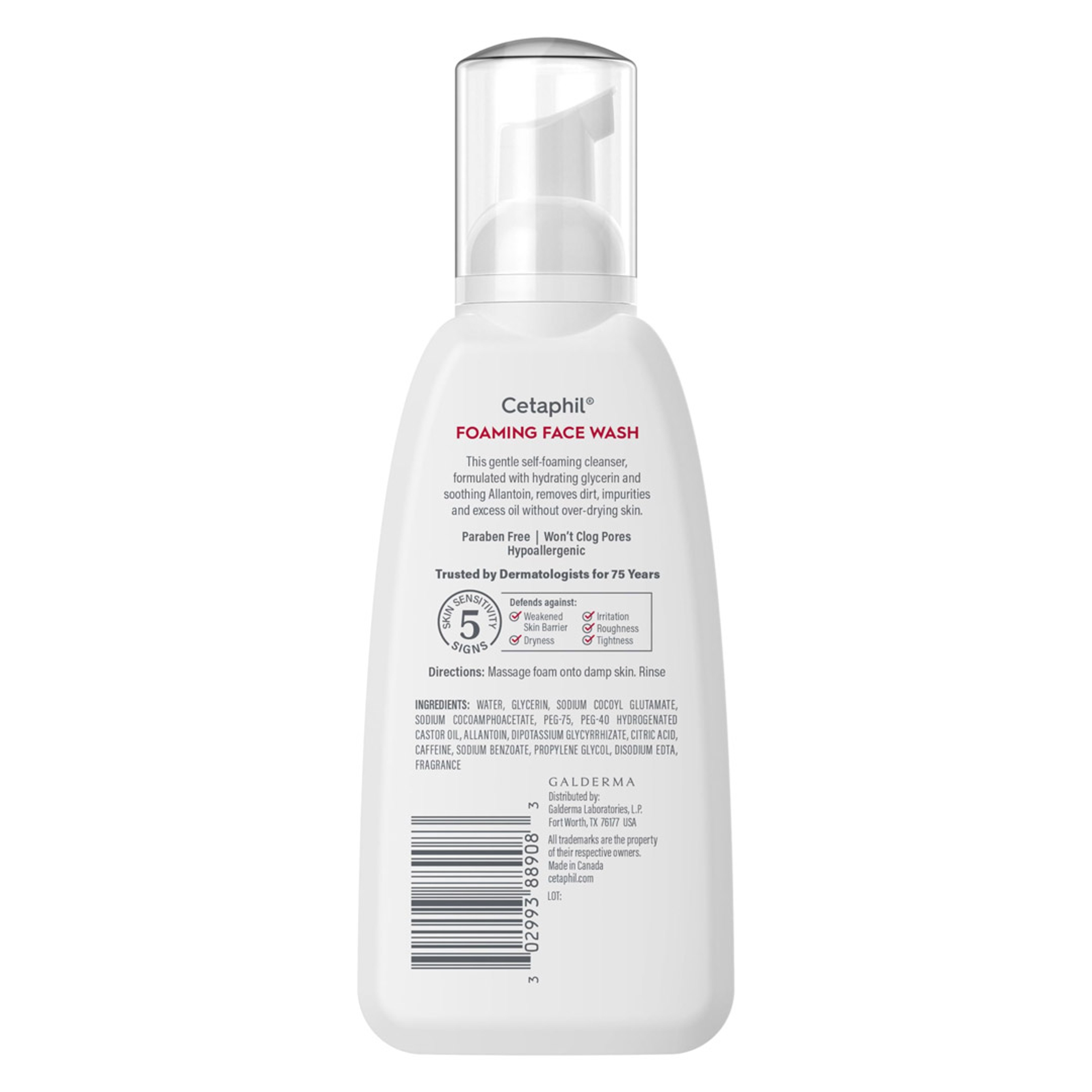 Cetaphil Redness Relieving Foaming Face Wash 8 fl.oz - Gentle Foaming Cleanser Calms Redness & Irritation 8