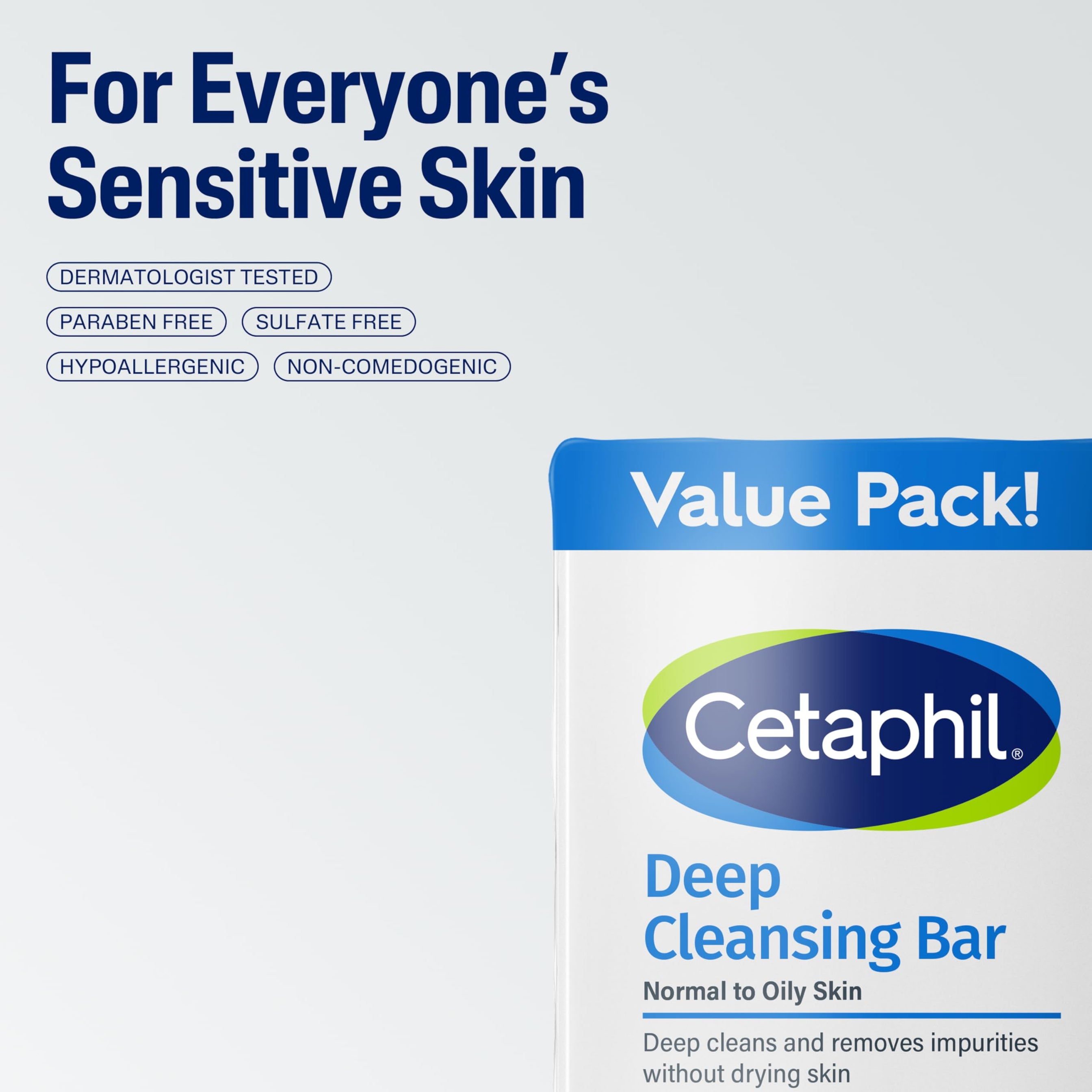 Cetaphil Bar Soap, Deep Cleansing Face and Body Bar, Pack of 3, For Dry to Normal, Sensitive Skin, Soap Free, Hypoallergenic, Paraben Free, Fragrance Free, Removes Makeup, Dirt and Oil 16