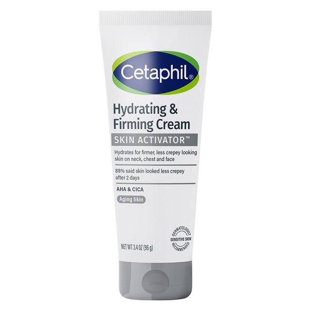 Cetaphil Skin Activator Hydrating & Firming Cream for Neck, Chest & Face 3.4 oz - Anti-Aging Moisturizer with AHA + CICA