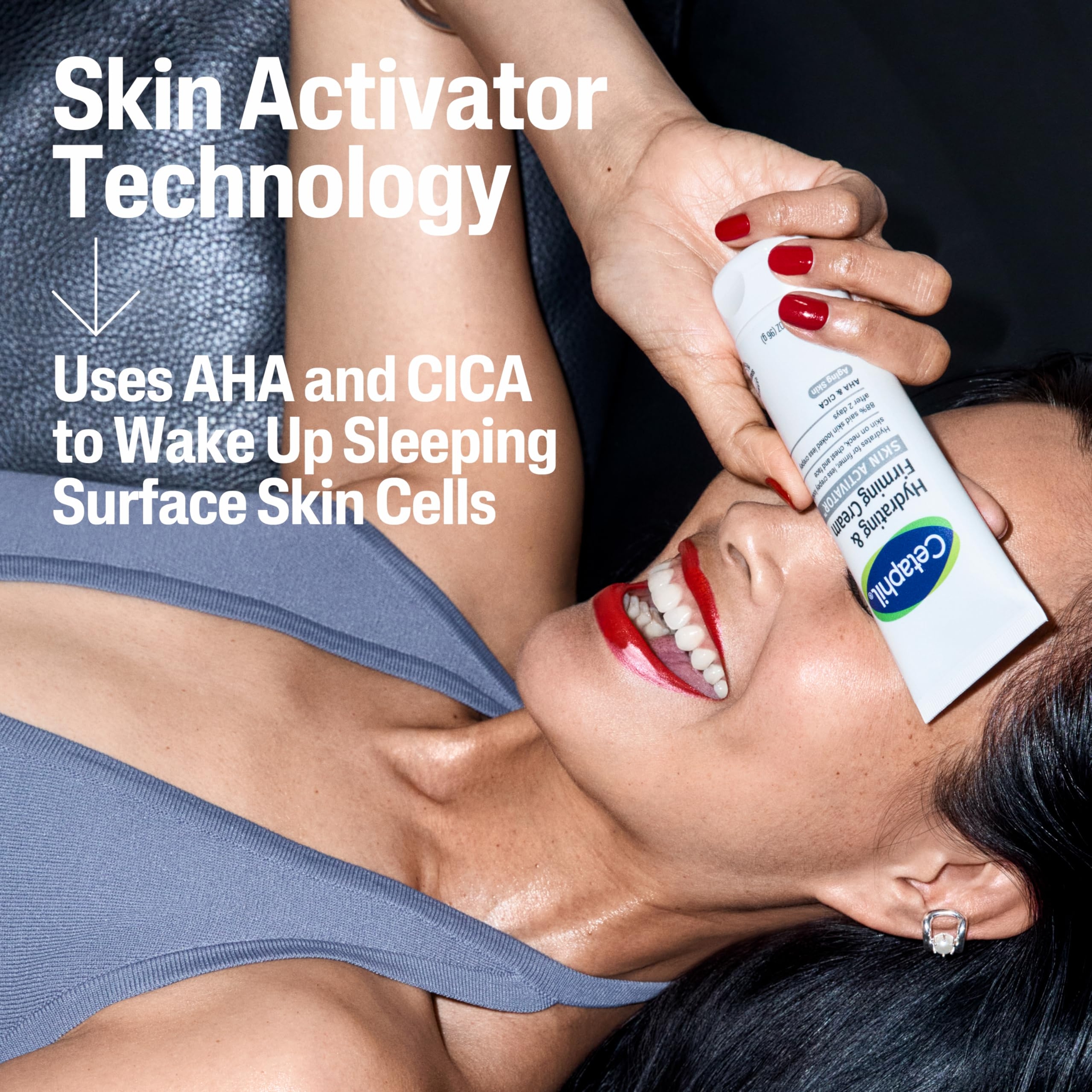 Cetaphil Skin Activator Hydrating & Firming Cream for Neck, Chest & Face 3.4 oz - Anti-Aging Moisturizer with AHA + CICA 9