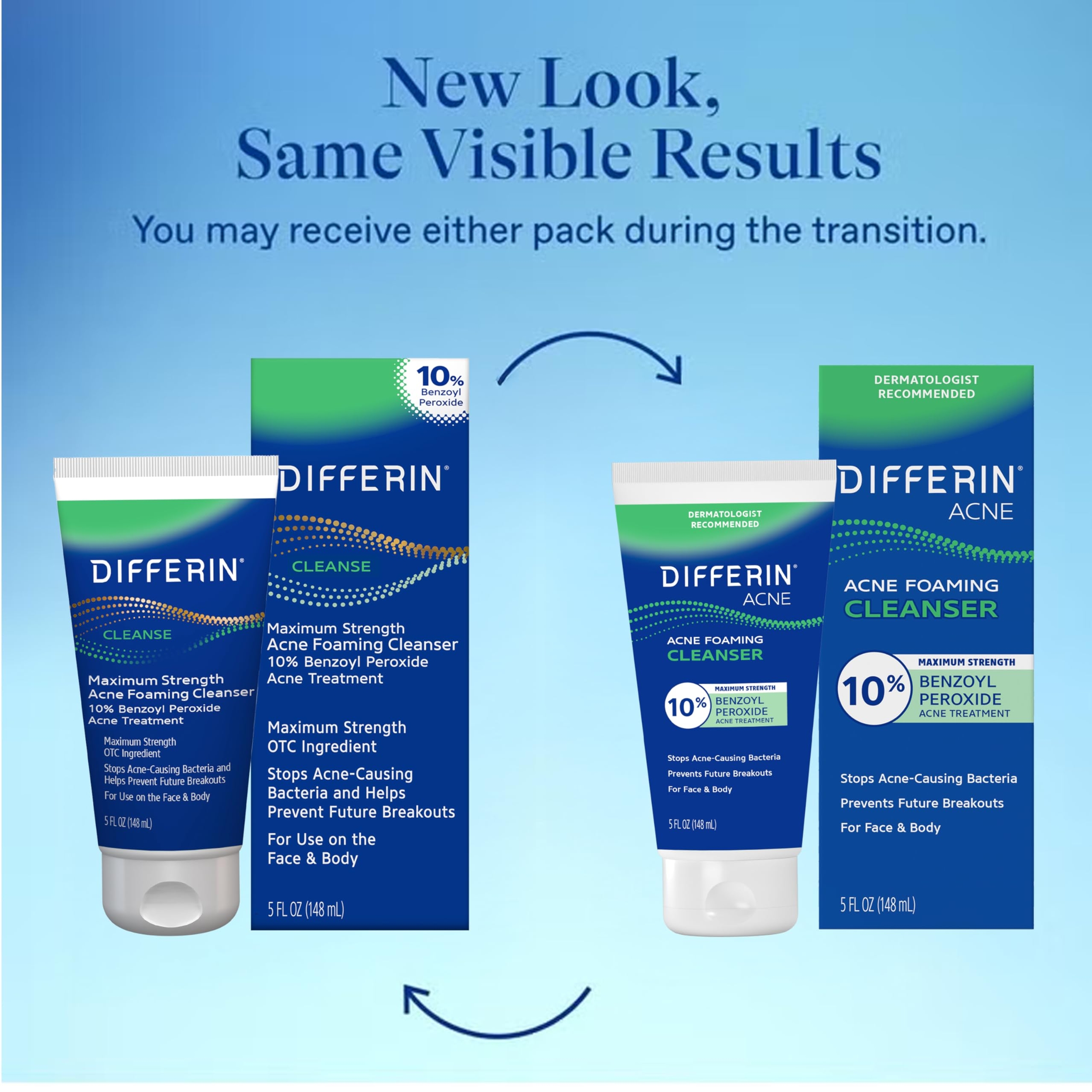 Differin Acne Foaming Cleanser 5 fl.oz - Acne Face Wash with 10% Benzoyl Peroxide for Face & Body 2