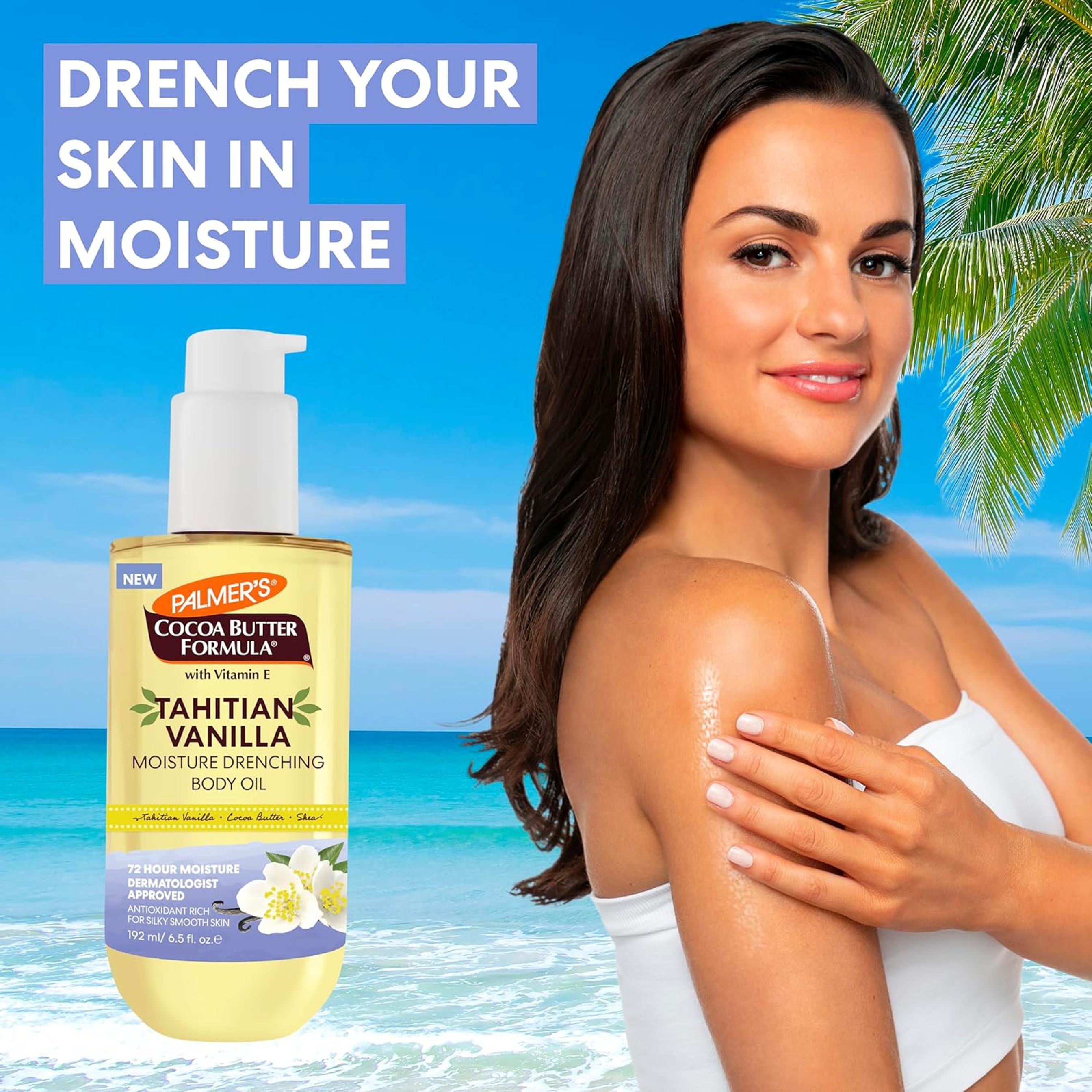 Palmer's Tahitian Vanilla Moisture Drenching Body Oil 6.5 fl.oz - 72H Hydration, Protects & Softens Dry Skin 2
