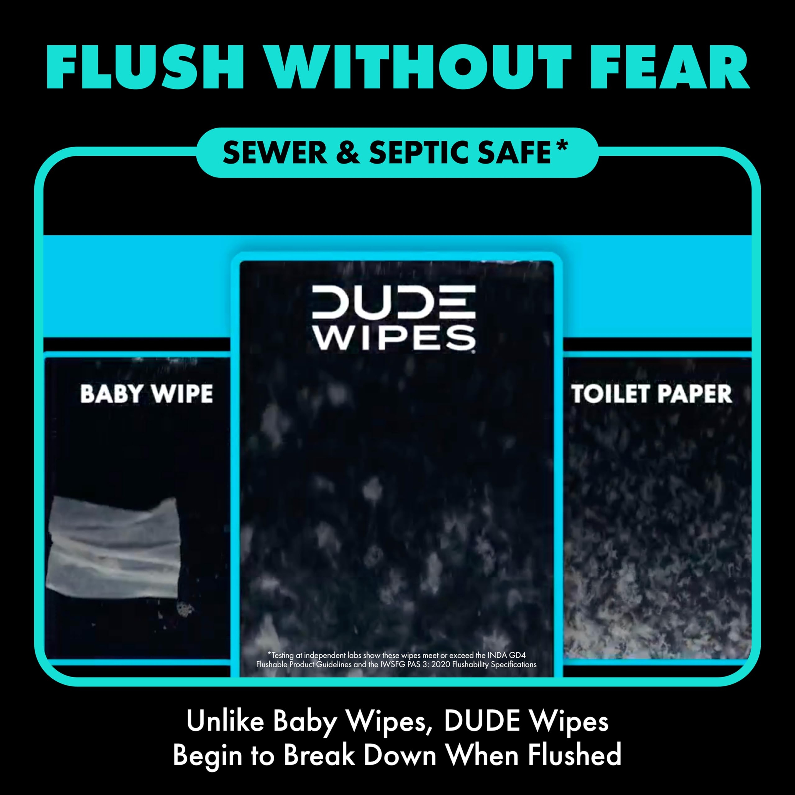 DUDE Wipes Mint Chill Flushable Wipes - Extra-Large Adult Wet Wipes - 1 Pack (48 Count), Travel Pack - Infused with Tea Tree Oil, Vitamin E, and Aloe - Septic and Sewer Safe 5