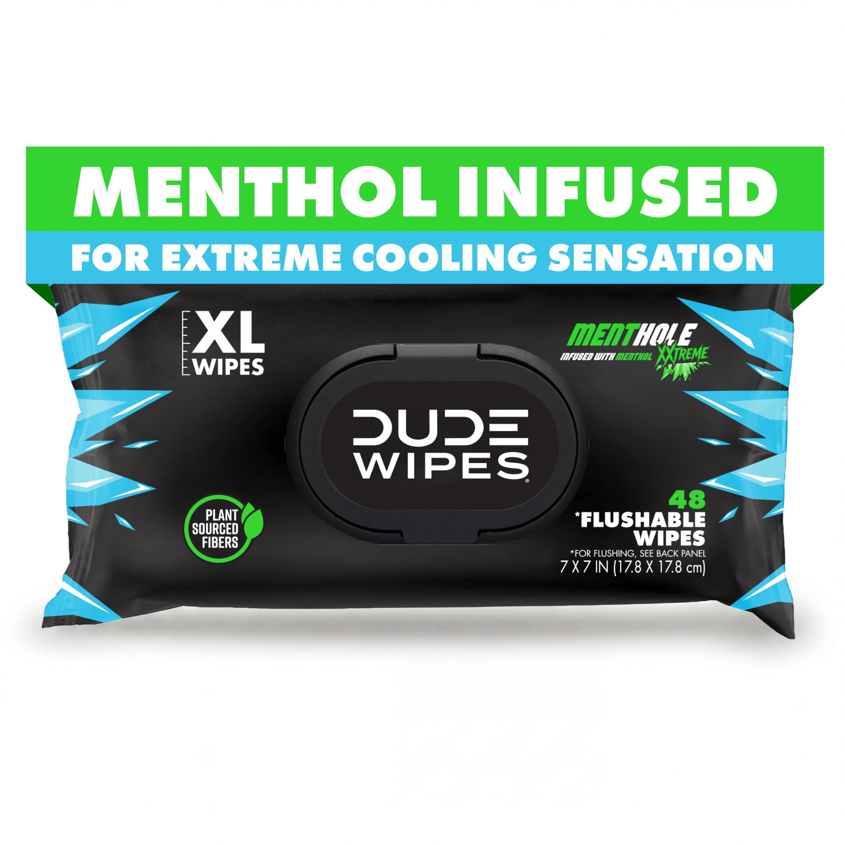 DUDE Wipes Mint Chill Flushable Wipes - Extra-Large Adult Wet Wipes - 1 Pack (48 Count), Travel Pack - Infused with Tea Tree Oil, Vitamin E, and Aloe - Septic and Sewer Safe 31
