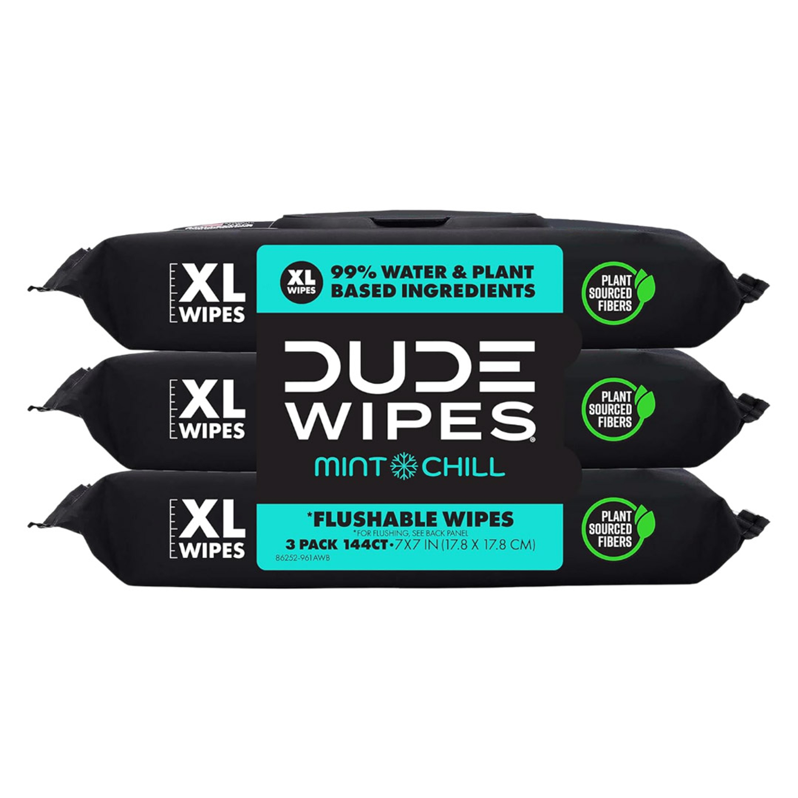 DUDE Wipes Mint Chill Flushable Wipes 48 Count (Pack of 3) - Extra-Large Adult Wet Wipes, Ultra Refreshing 1