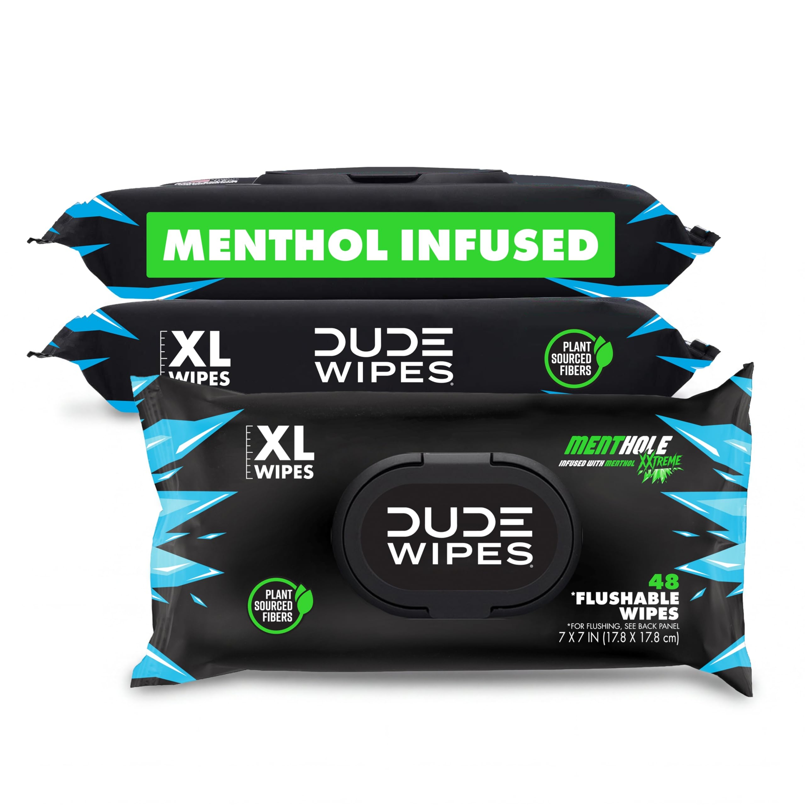DUDE Wipes Mint Chill Flushable Wipes - Extra-Large Adult Wet Wipes - 3 Pack (144 Count) - Infused with Tea Tree Oil, Vitamin E, and Aloe - Septic and Sewer Safe 15