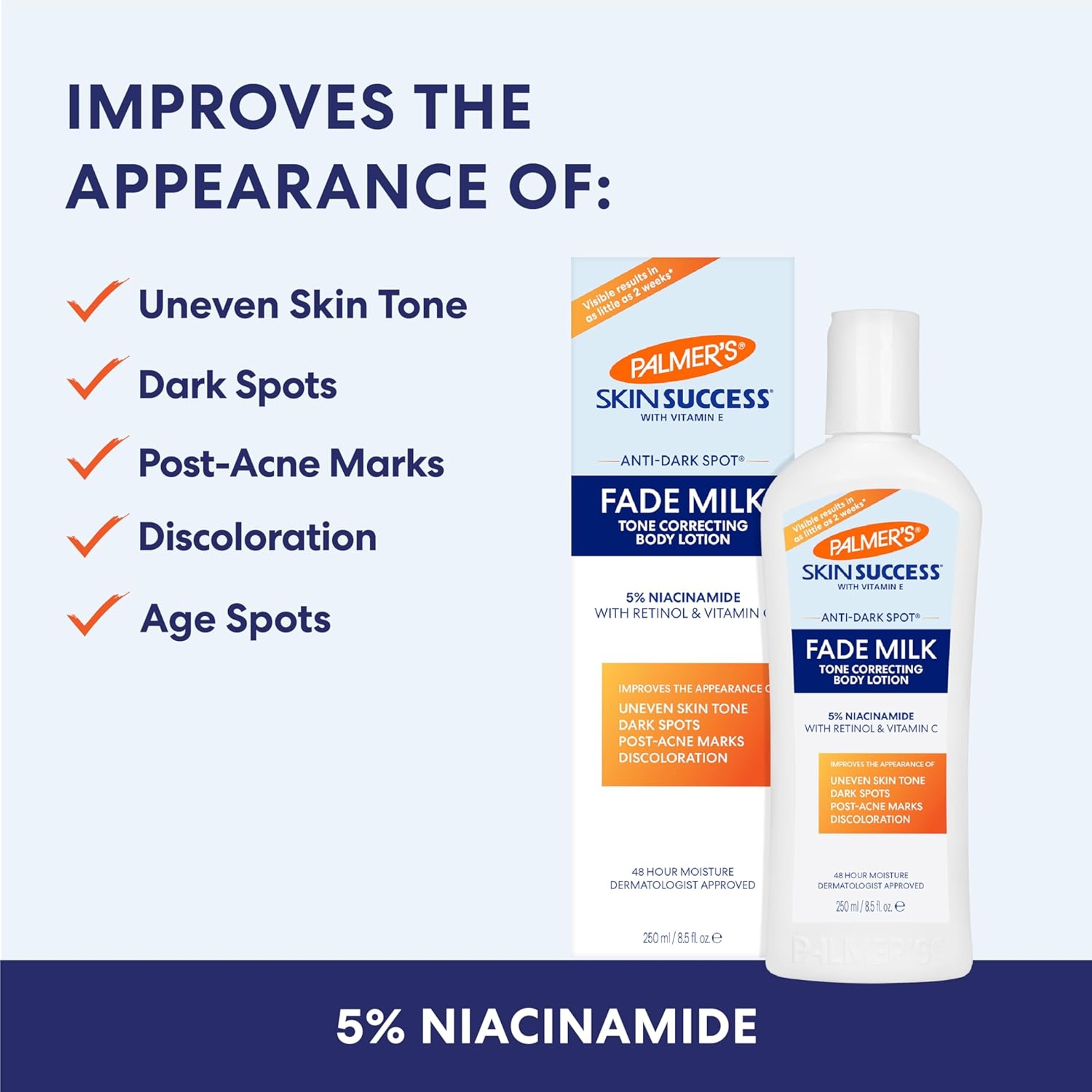 Palmer's Anti-Dark Spot Fade Milk 8.5 fl.oz - Moisturizer with Niacinamide, Fades Age Spots, Helps Uneven Skin Tone 3