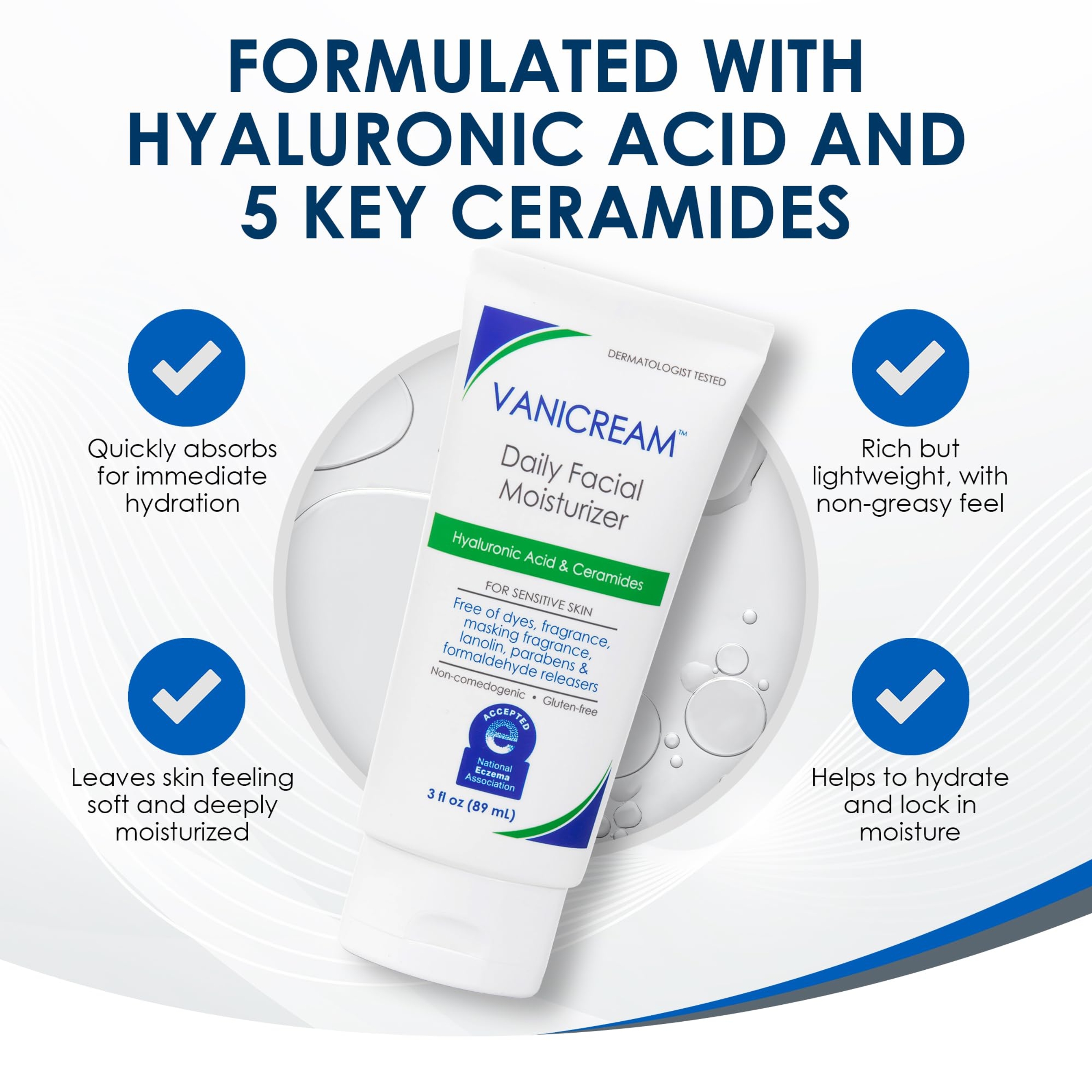 Vanicream Daily Facial Moisturizer 3 fl.oz - with Ceramides and Hyaluronic Acid for Sensitive Skin 5
