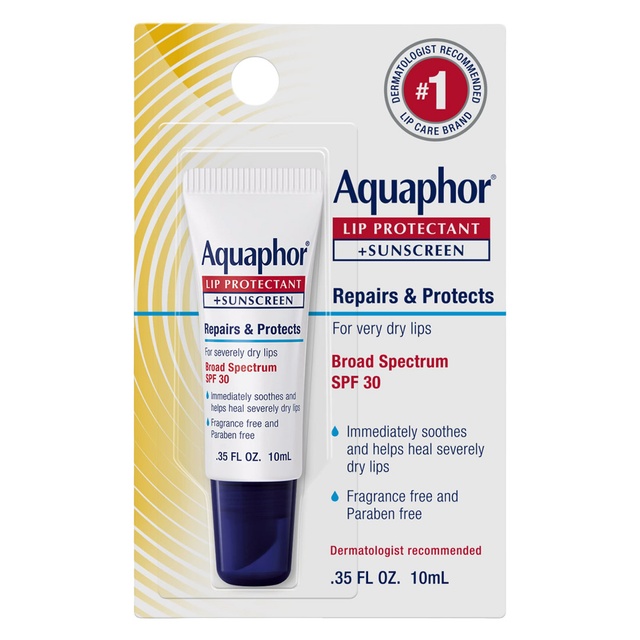 Aquaphor Lip Protectant & Sunscreen Ointment 0.35 fl.oz - Broad Spectrum SPF 30, Relieves Chapped Lips