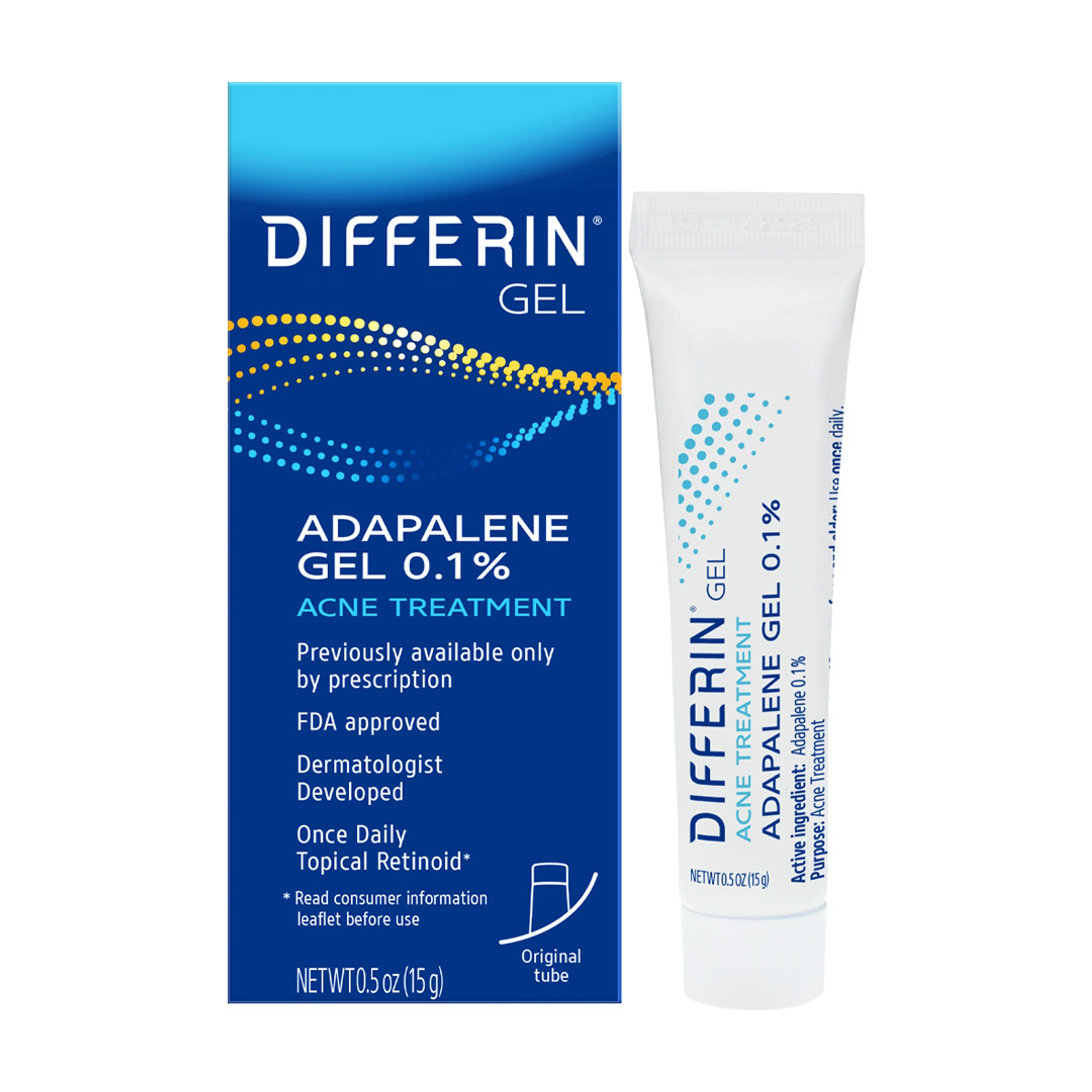 Differin Adapalene Gel 0.5 oz (Tube) - Retinoid Acne Treatment for Face with 0.1% Adapalene 2