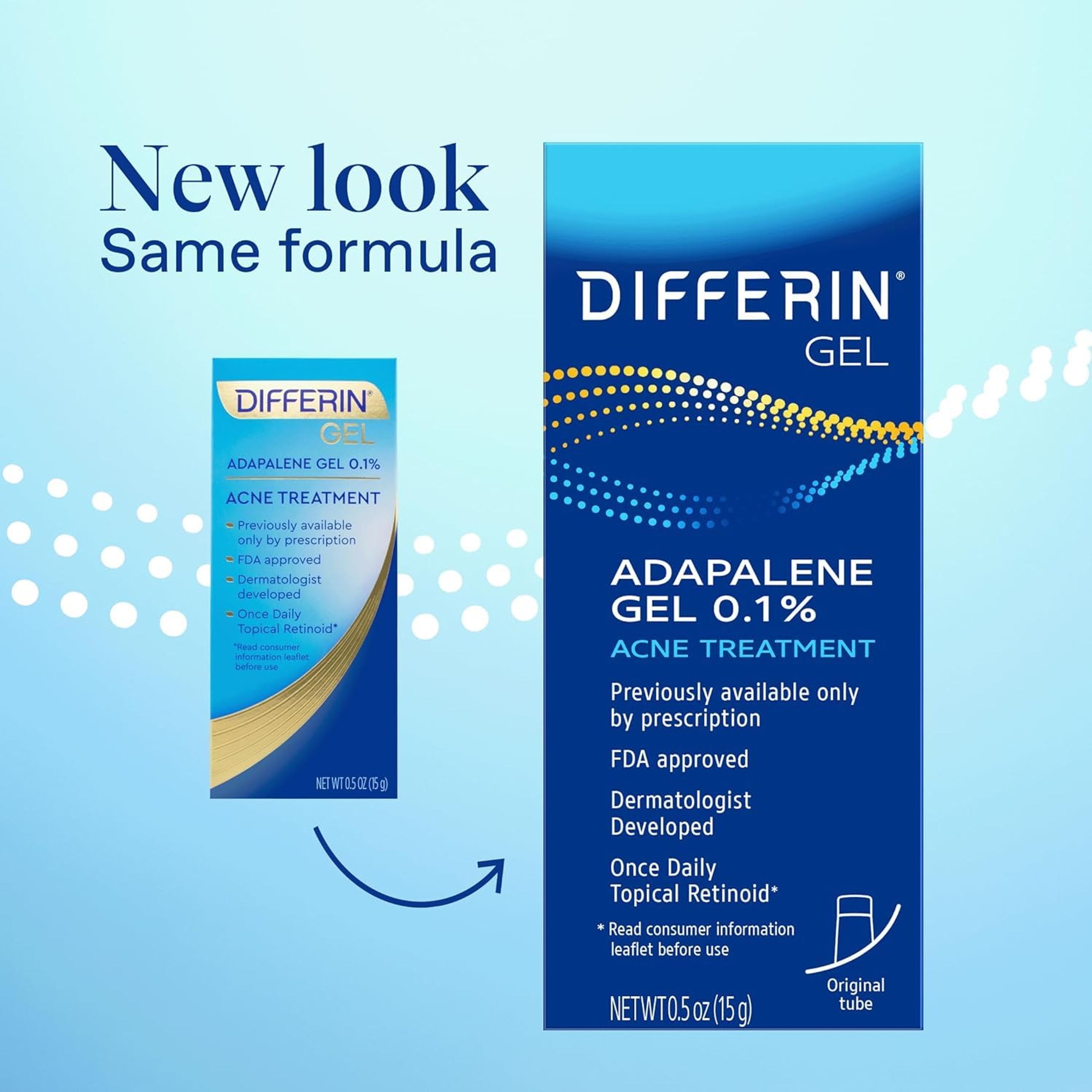Differin Adapalene Gel 0.5 oz (Tube) - Retinoid Acne Treatment for Face with 0.1% Adapalene 3