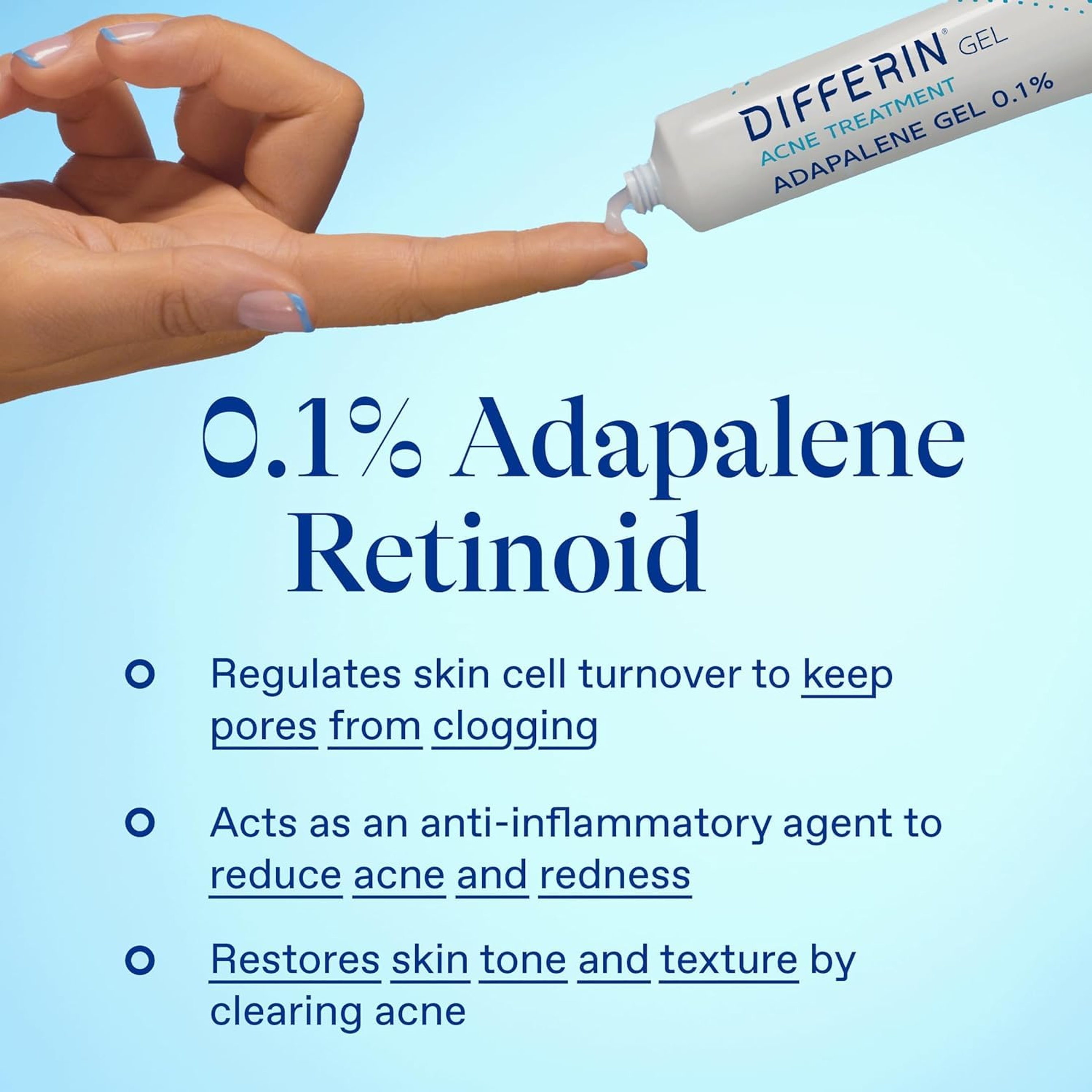 Differin Adapalene Gel 0.5 oz (Tube) - Retinoid Acne Treatment for Face with 0.1% Adapalene 7