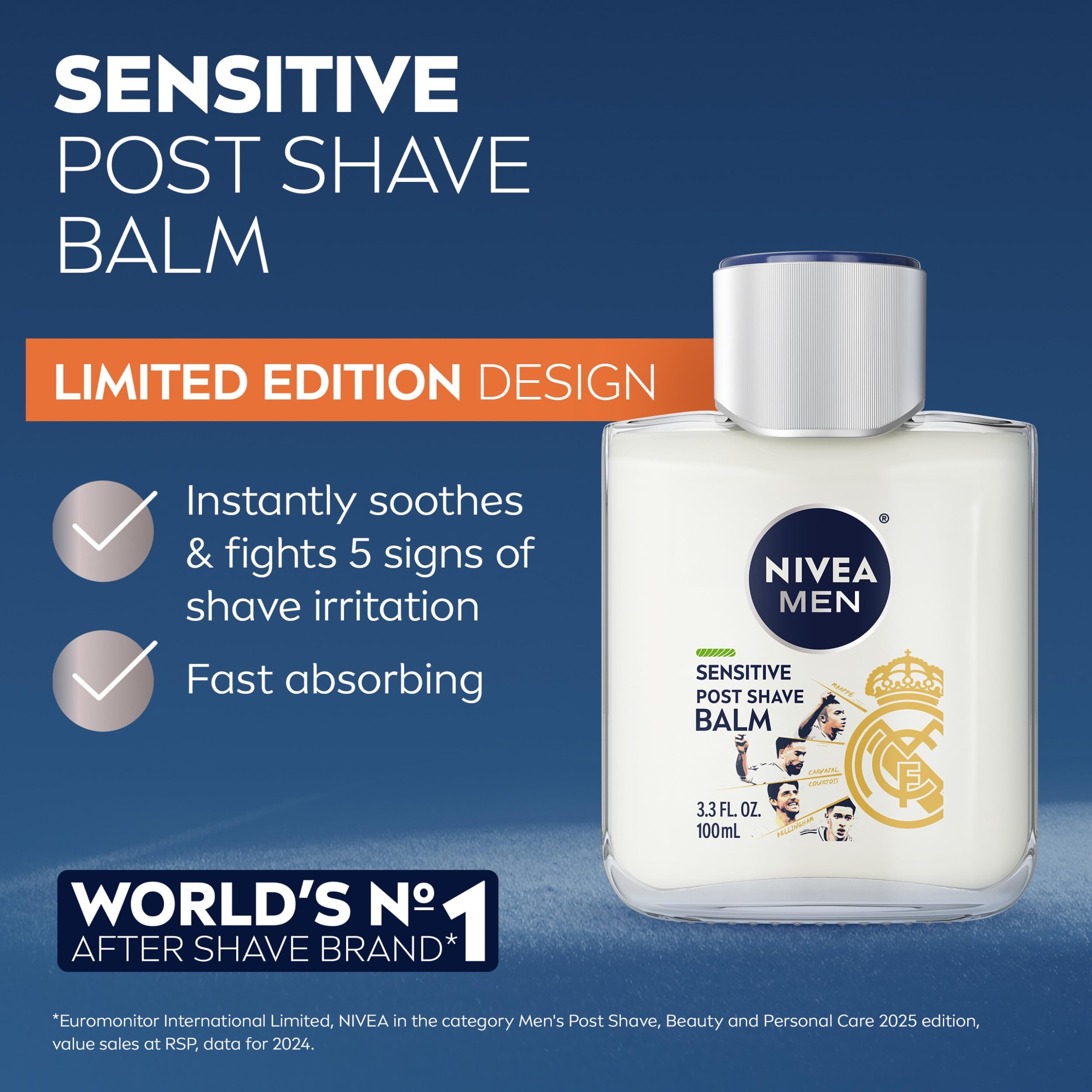 Nivea Men Sensitive Post Shave Balm 3.3 fl.oz - Alcohol Free After Shave Balm for Men (Limited Edition) 3