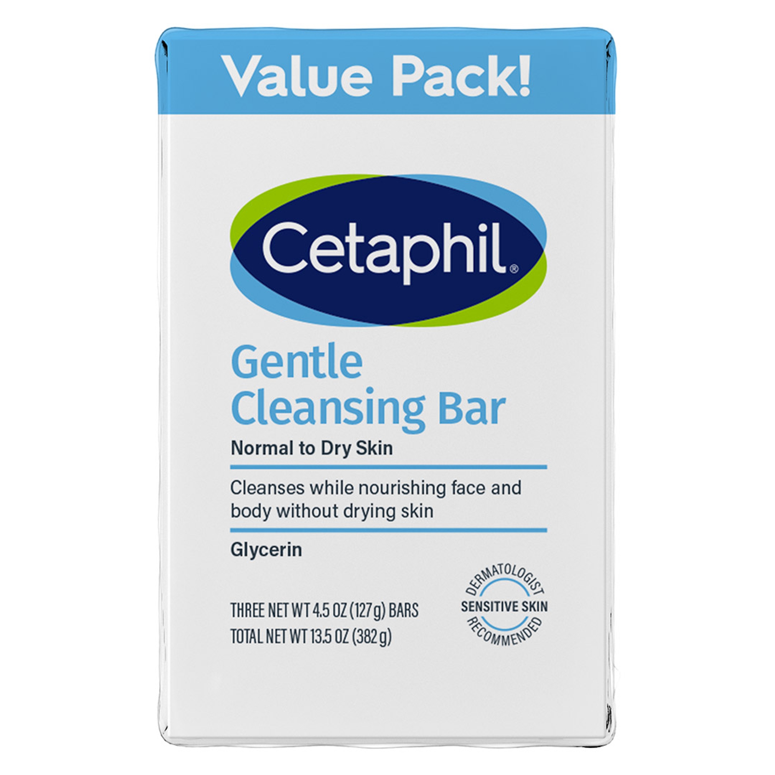 Cetaphil Gentle Cleansing Bar 4.5 oz (Pack of 3) - Gently Cleanses Face & Body Without Drying Skin 1