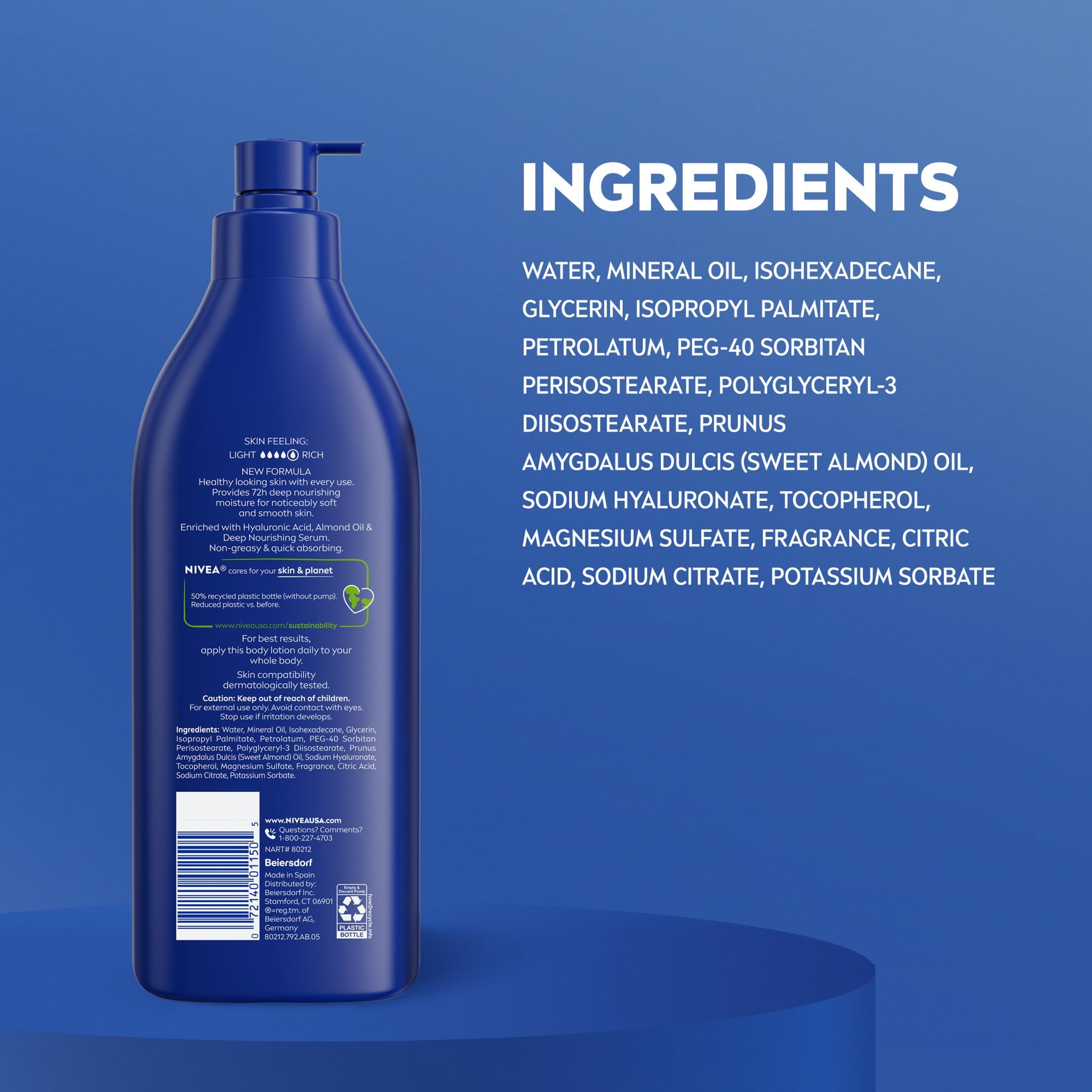 Nivea Essentially Enriched Body Lotion 16.9 fl.oz - 72H Moisture with Almond Oil for Dry to Very Dry Skin 9