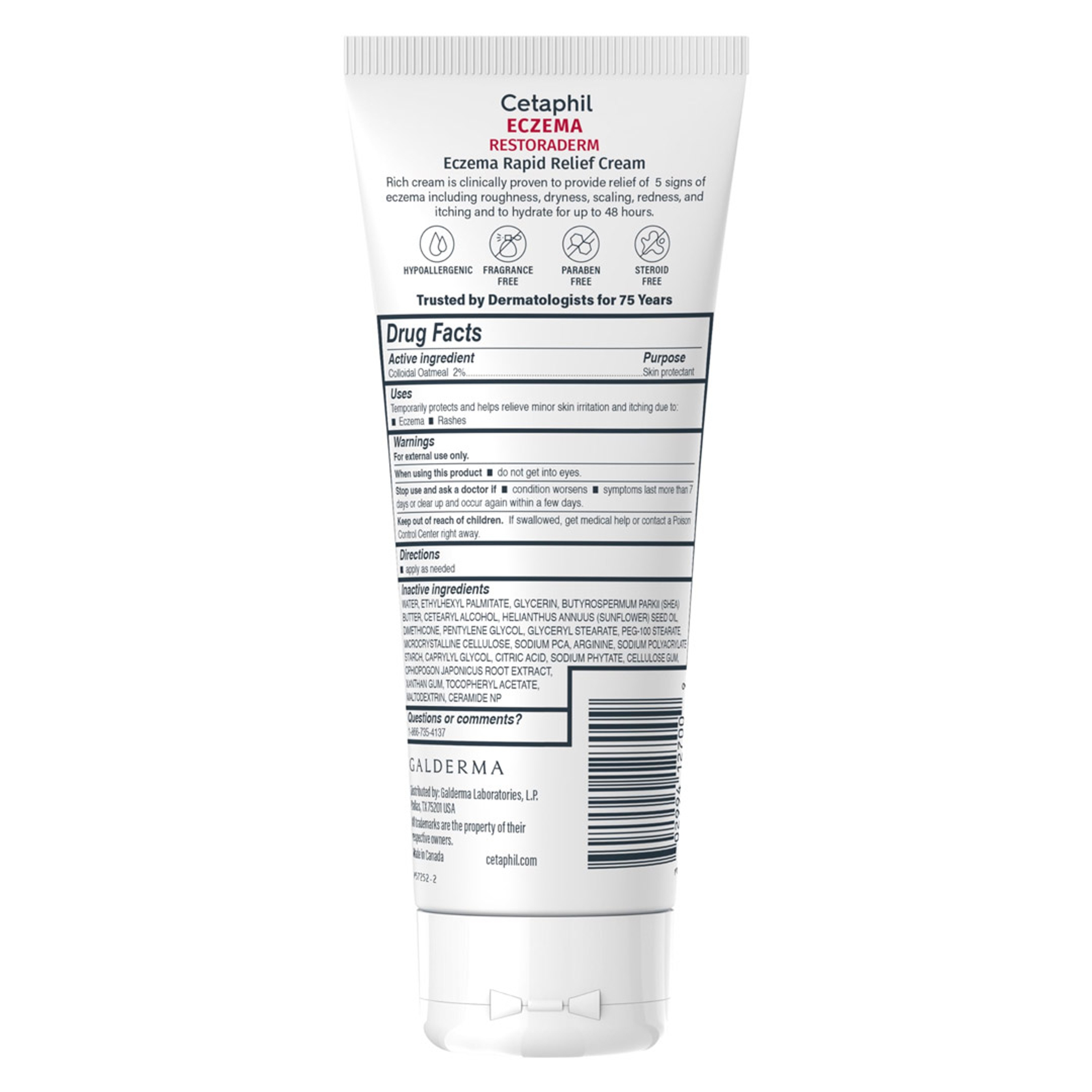 Cetaphil Restoraderm Eczema Rapid Relief Cream 8 oz - 2% Colloidal Oatmeal for 48HR Hydration, Barrier Repair 9