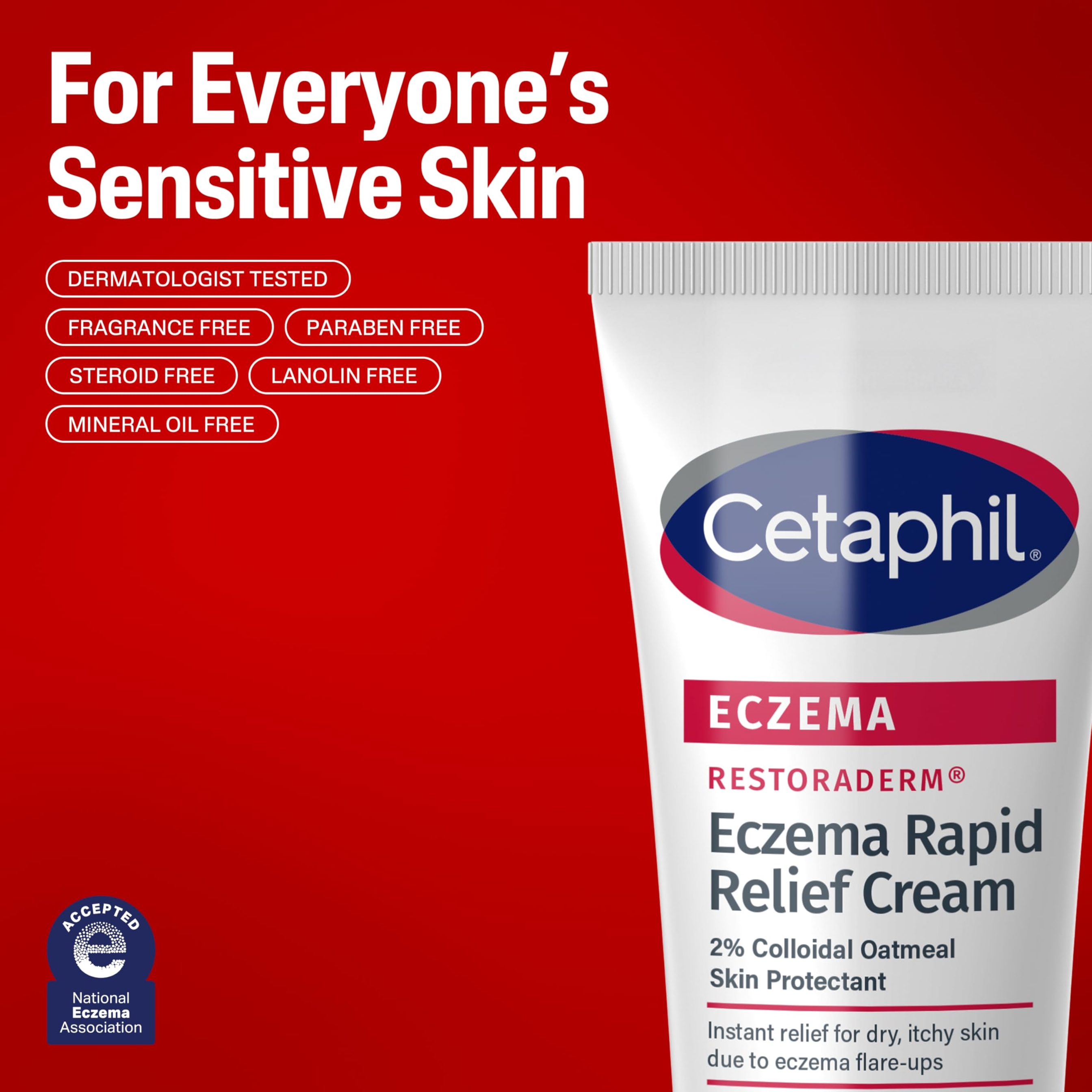 Cetaphil Restoraderm Eczema Rapid Relief Cream 8 oz - 2% Colloidal Oatmeal for 48HR Hydration, Barrier Repair 7