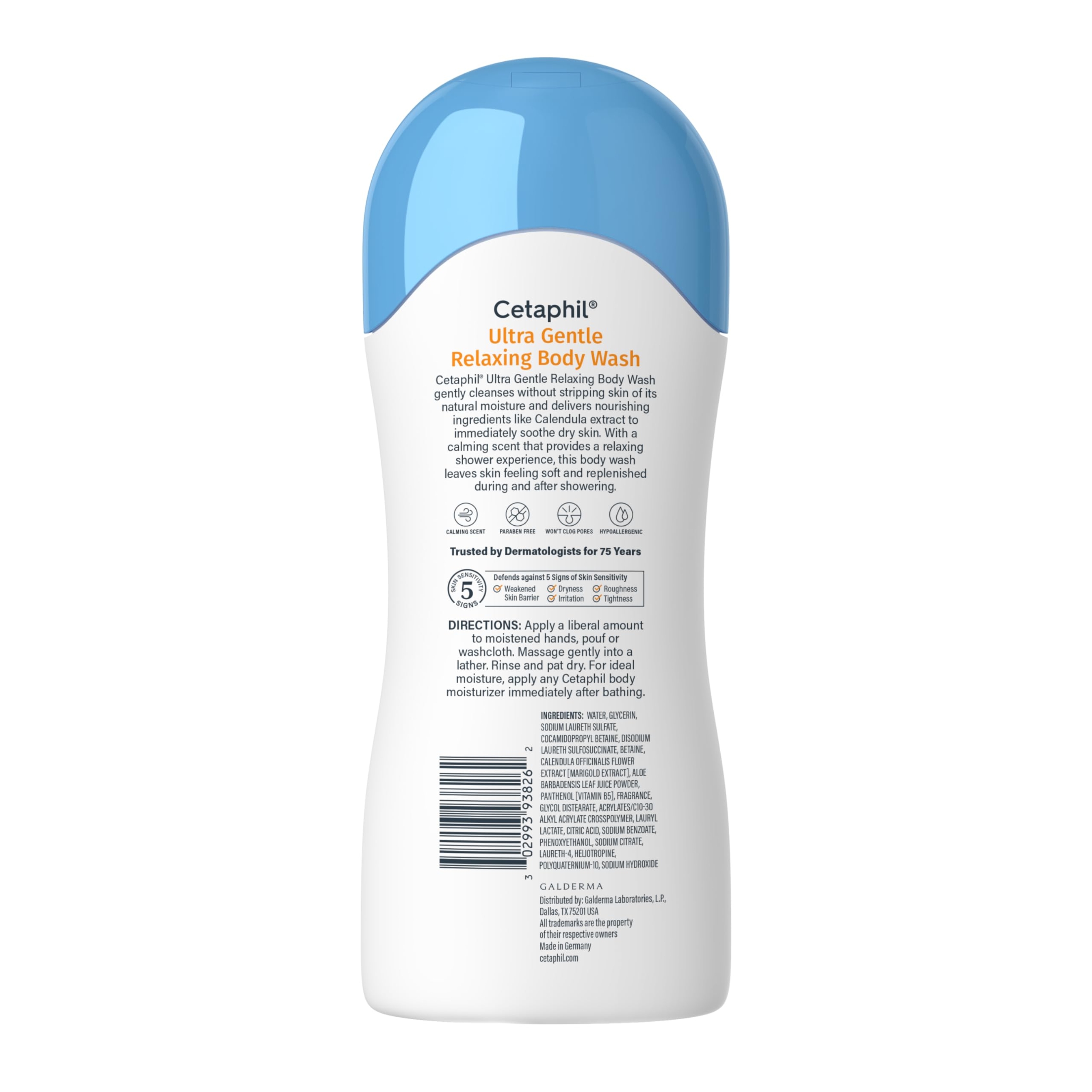 Cetaphil Ultra Gentle Relaxing Body Wash, For Dry to Normal, Sensitive Skin, 16.9oz, with Aloe Vera, Calendula, Vitamin B5, Hypoallergenic, Dermatologist Tested 33