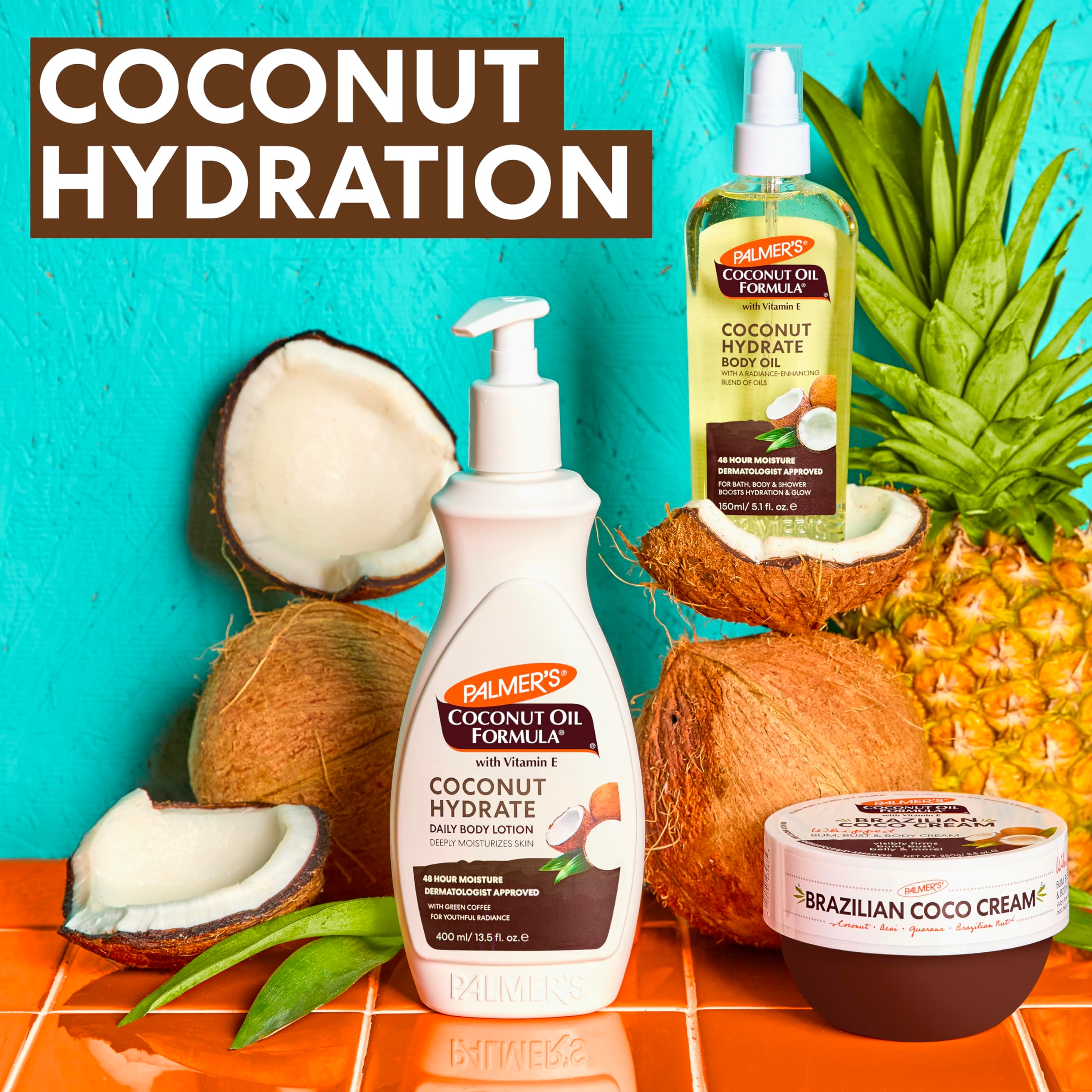 Palmer's Brazilian Coco Whipped Bum, Bust & Body Cream 8.8 fl.oz - 48H Moisture, Helps Tighten & Firm Skin 8
