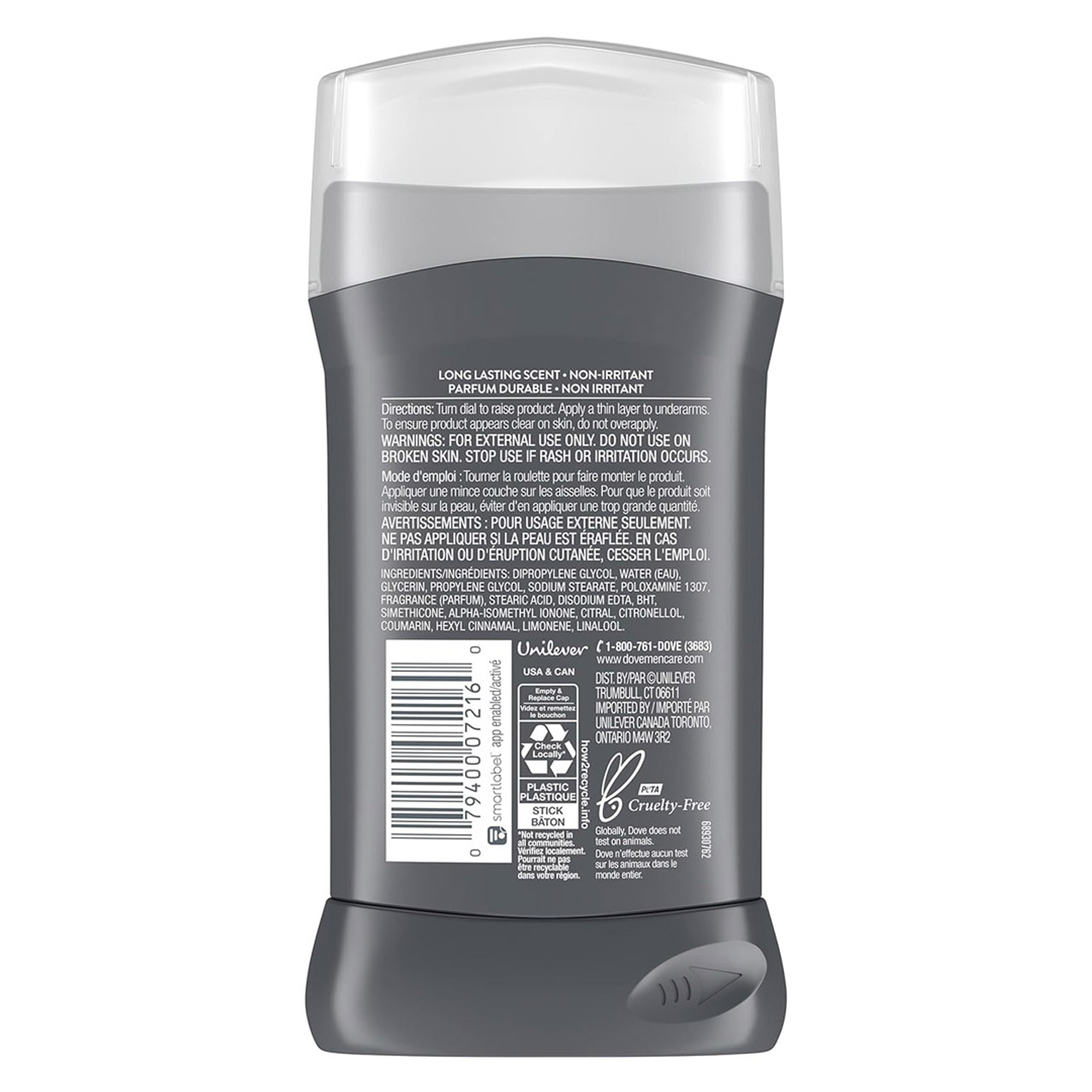 Dove Men+Care Clean Comfort Deodorant Stick 3 oz - 72H Odor Protection with 1/4 Moisturizing Cream 7