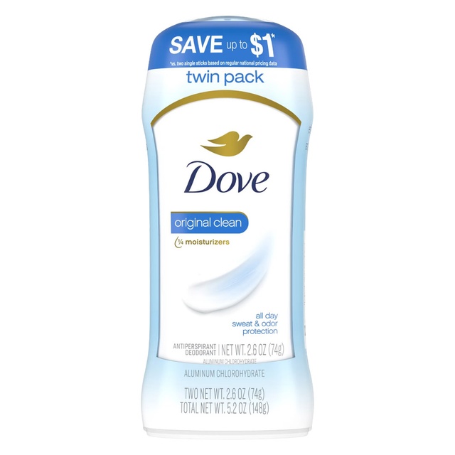 Dove Antiperspirant Deodorant, Original Clean, 2.6 oz (Pack of 2) - Invisible Solid Stick with 48H Sweat & Odor Protection — Out of stock