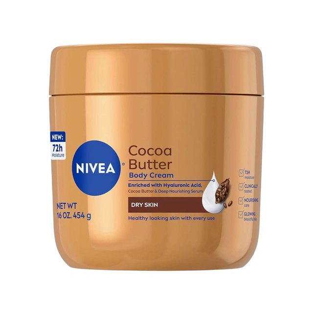 Nivea Cocoa Butter Body Cream 16 oz - Moisture Cream with Deep Nourishing Serum for Dry Skin
