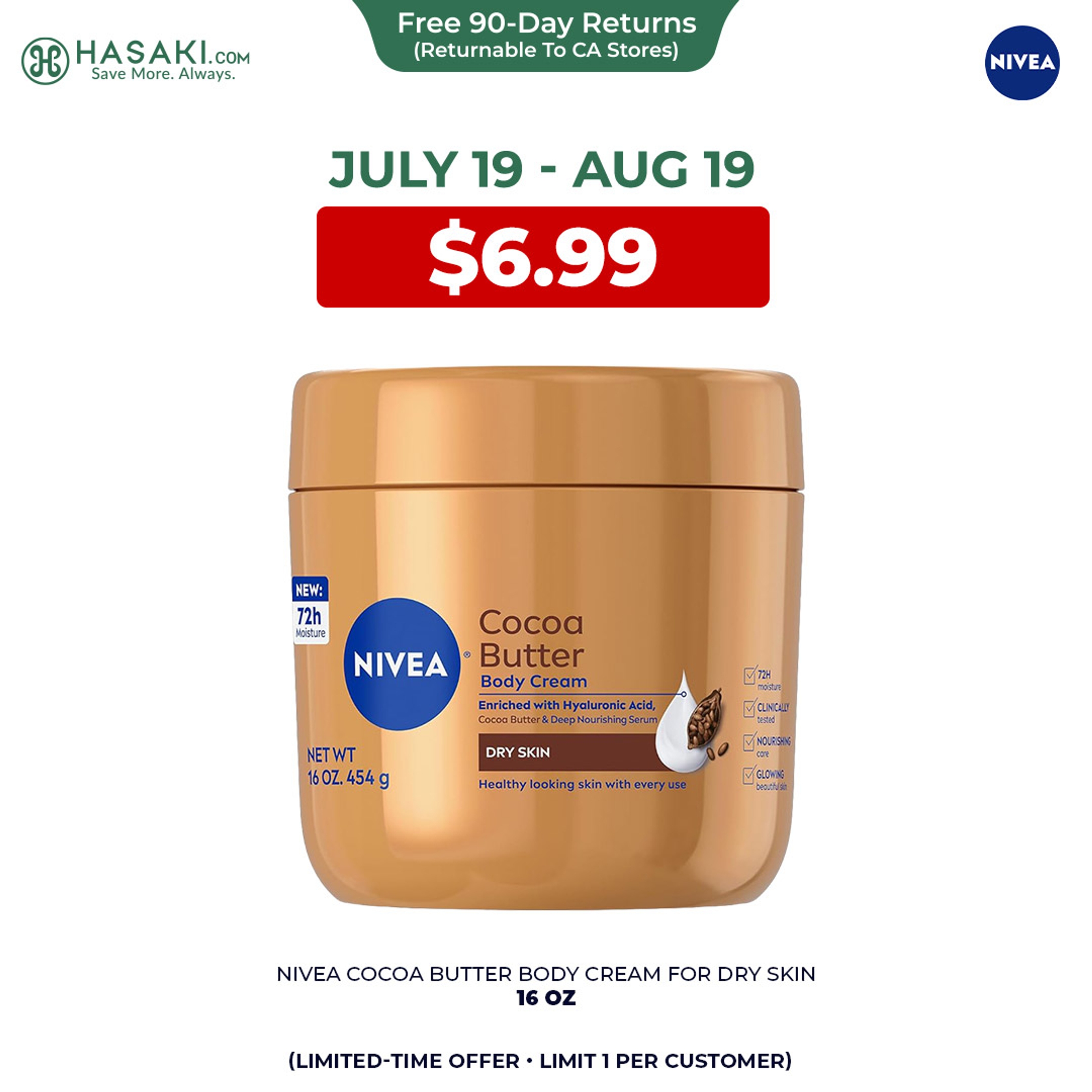 Nivea Cocoa Butter Body Cream 16 oz - Moisture Cream with Deep Nourishing Serum for Dry Skin 1