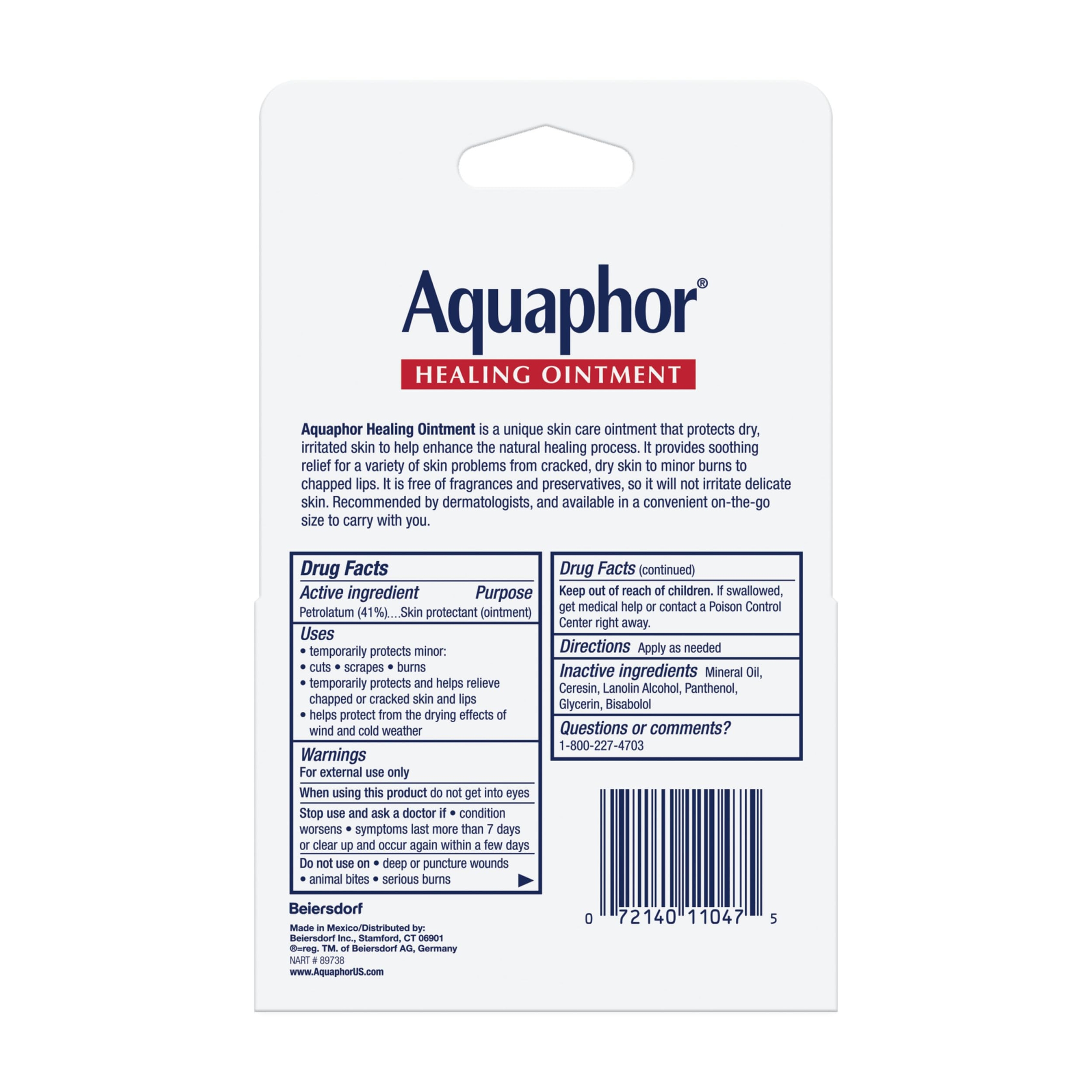 Aquaphor Healing Ointment Advanced Therapy 0.35 oz (Pack of 2) - Fragrance Free Body Moisturizer for Dry Skin 14