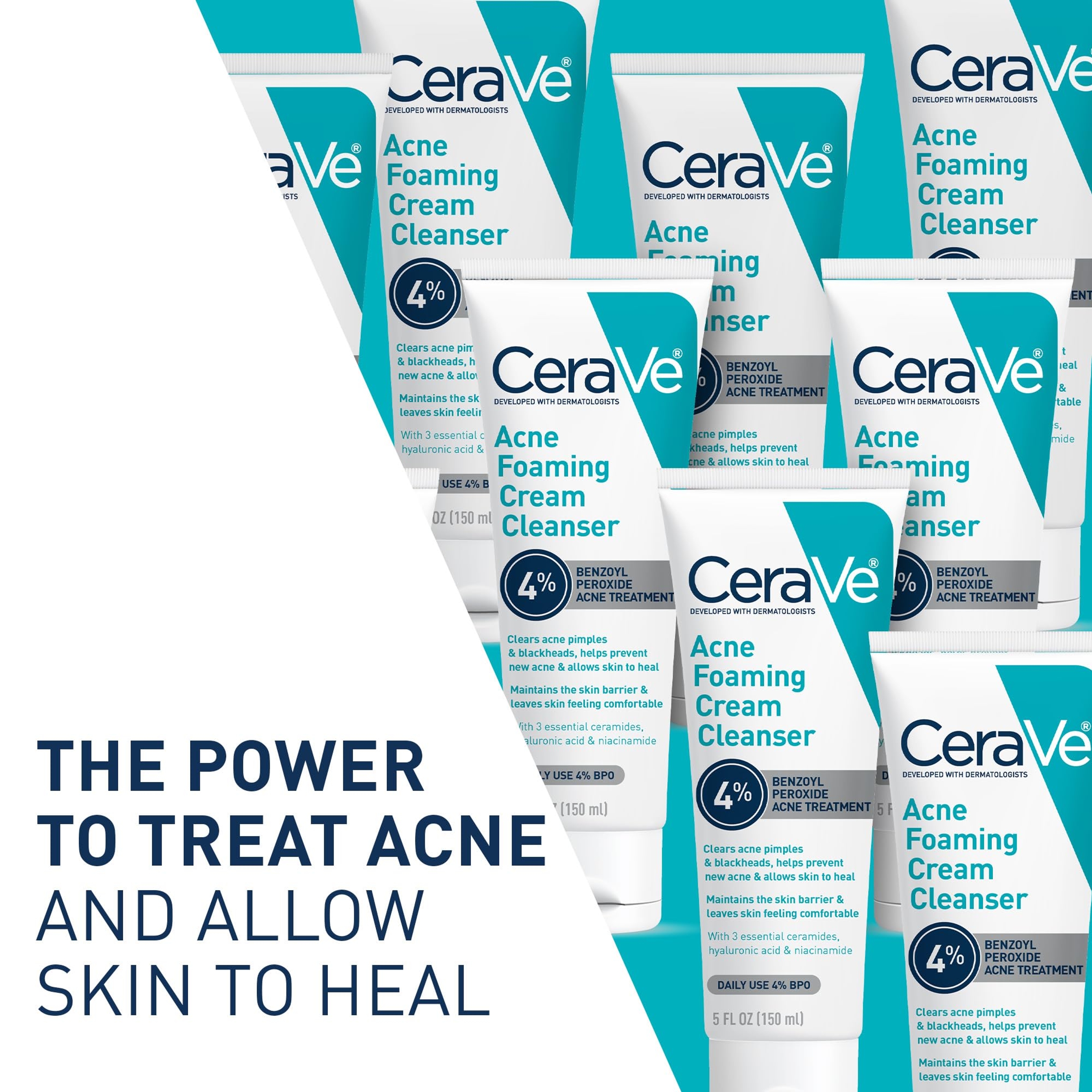 CeraVe Acne Foaming Cream Cleanser 5 fl.oz - Face Wash with 4% Benzoyl Peroxide Helps Clear Acne & Blackheads 2