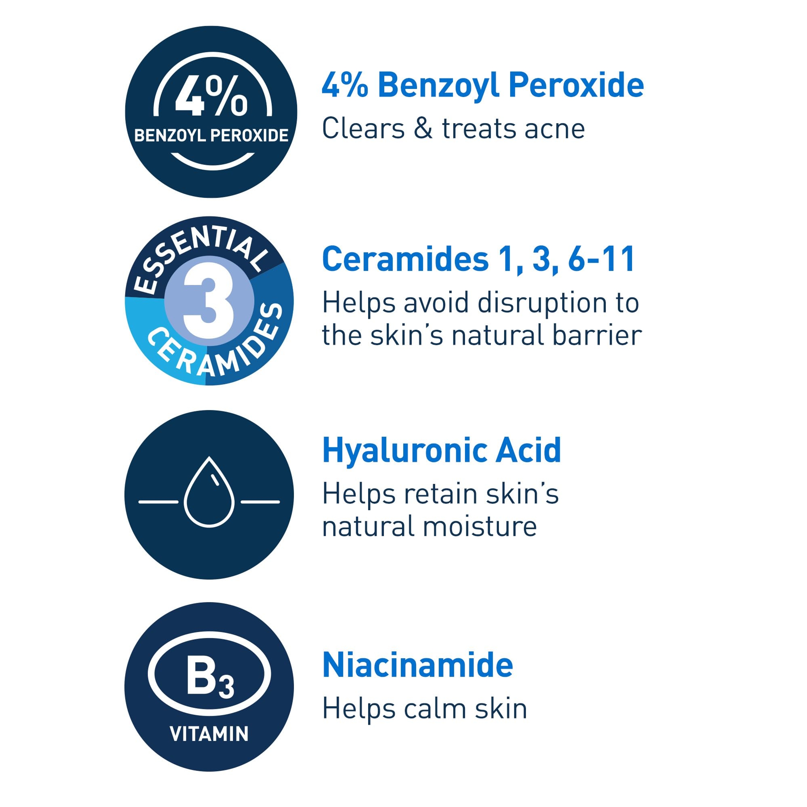 CeraVe Acne Foaming Cream Cleanser 5 fl.oz - Face Wash with 4% Benzoyl Peroxide Helps Clear Acne & Blackheads 4