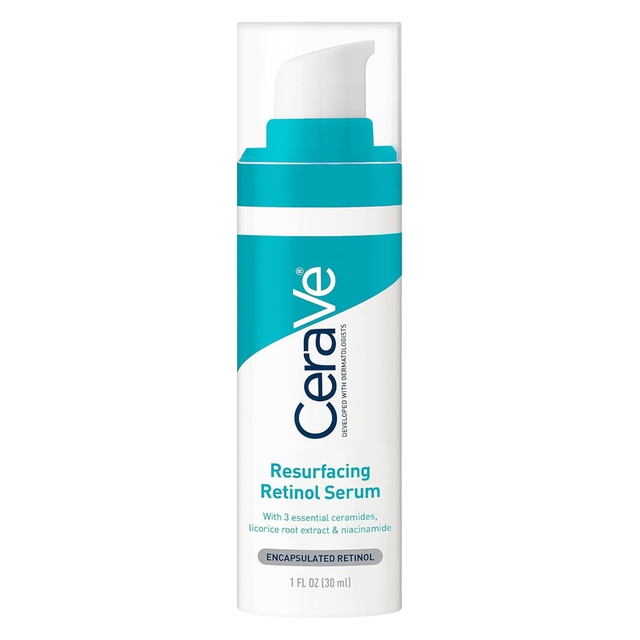 CeraVe Resurfacing Retinol Serum For Post Acne Marks, Formulated With Licorice Root Extract & Niacinamide, Brightening Serum & Pore Minimizer For Face, Post Acne Skin Barrier Repair, Non-Comedogenic