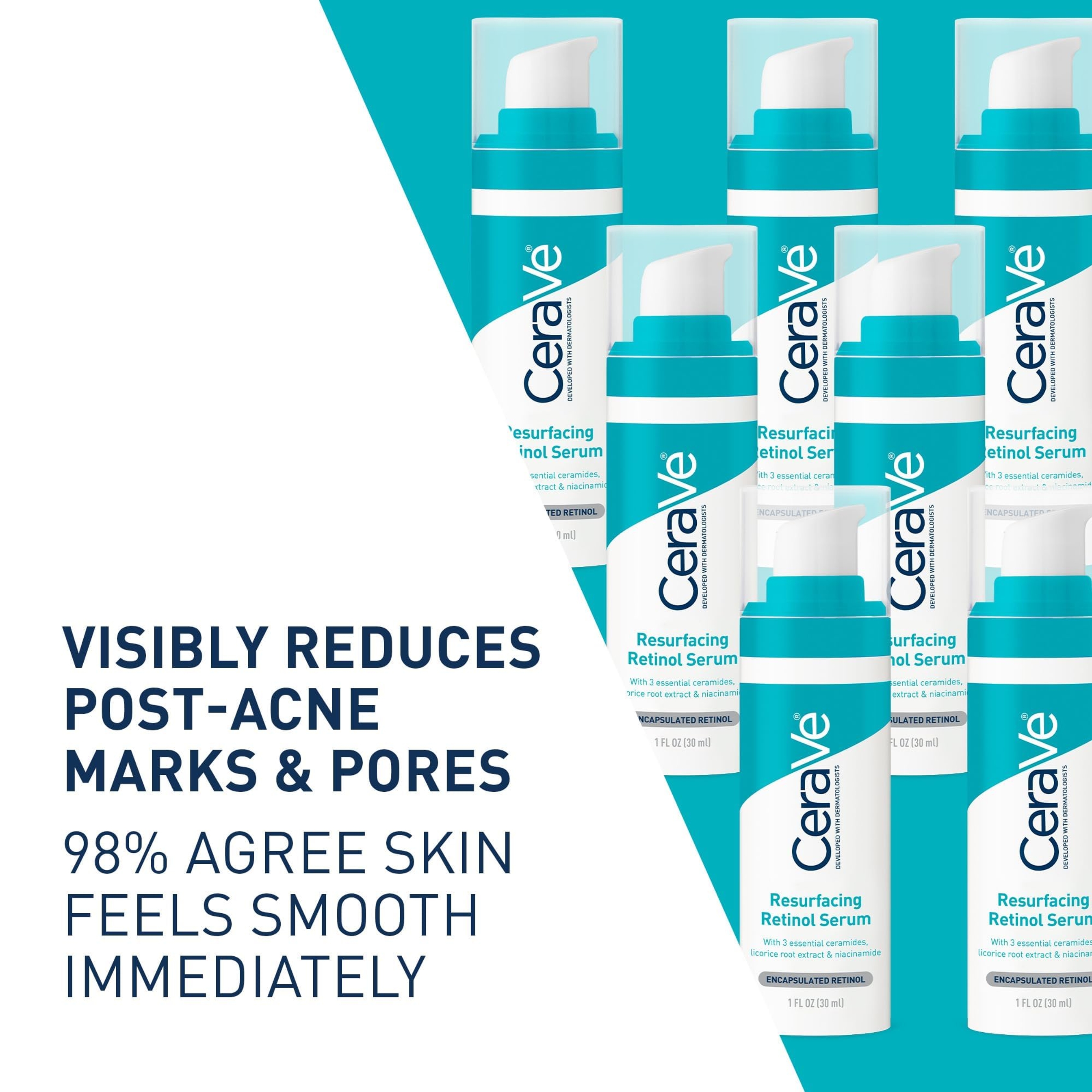 CeraVe Resurfacing Retinol Serum For Post Acne Marks, Formulated With Licorice Root Extract & Niacinamide, Brightening Serum & Pore Minimizer For Face, Post Acne Skin Barrier Repair, Non-Comedogenic 2