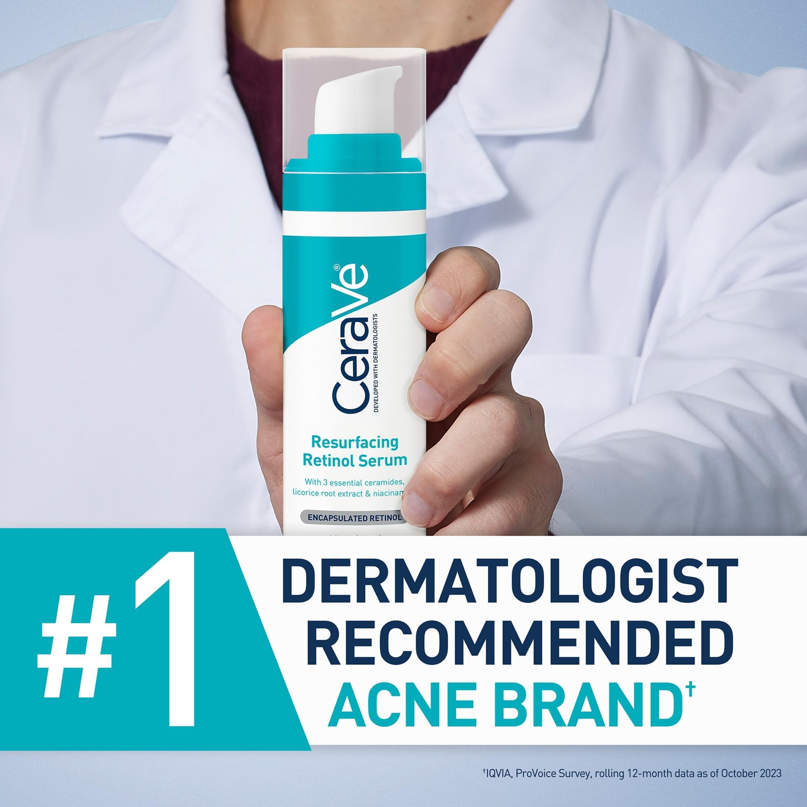 CeraVe Resurfacing Retinol Serum For Post Acne Marks, Formulated With Licorice Root Extract & Niacinamide, Brightening Serum & Pore Minimizer For Face, Post Acne Skin Barrier Repair, Non-Comedogenic 6