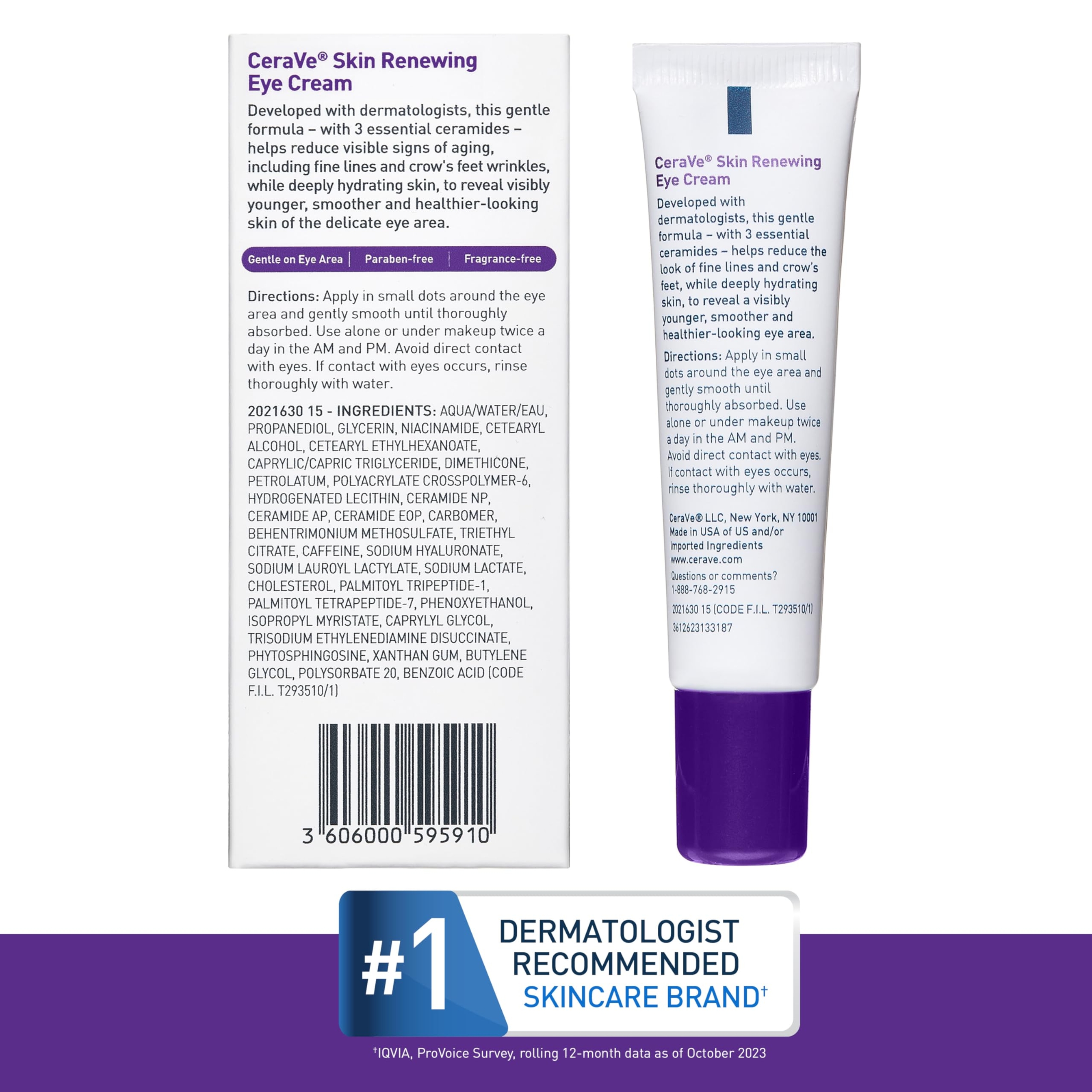 CeraVe Skin Renewing Eye Cream For Wrinkles, Under Eye Cream With Peptides + Caffeine + Niacinamide, For Wrinkles & Crows Feet, Paraben Free & Opthalmologist Tested 7