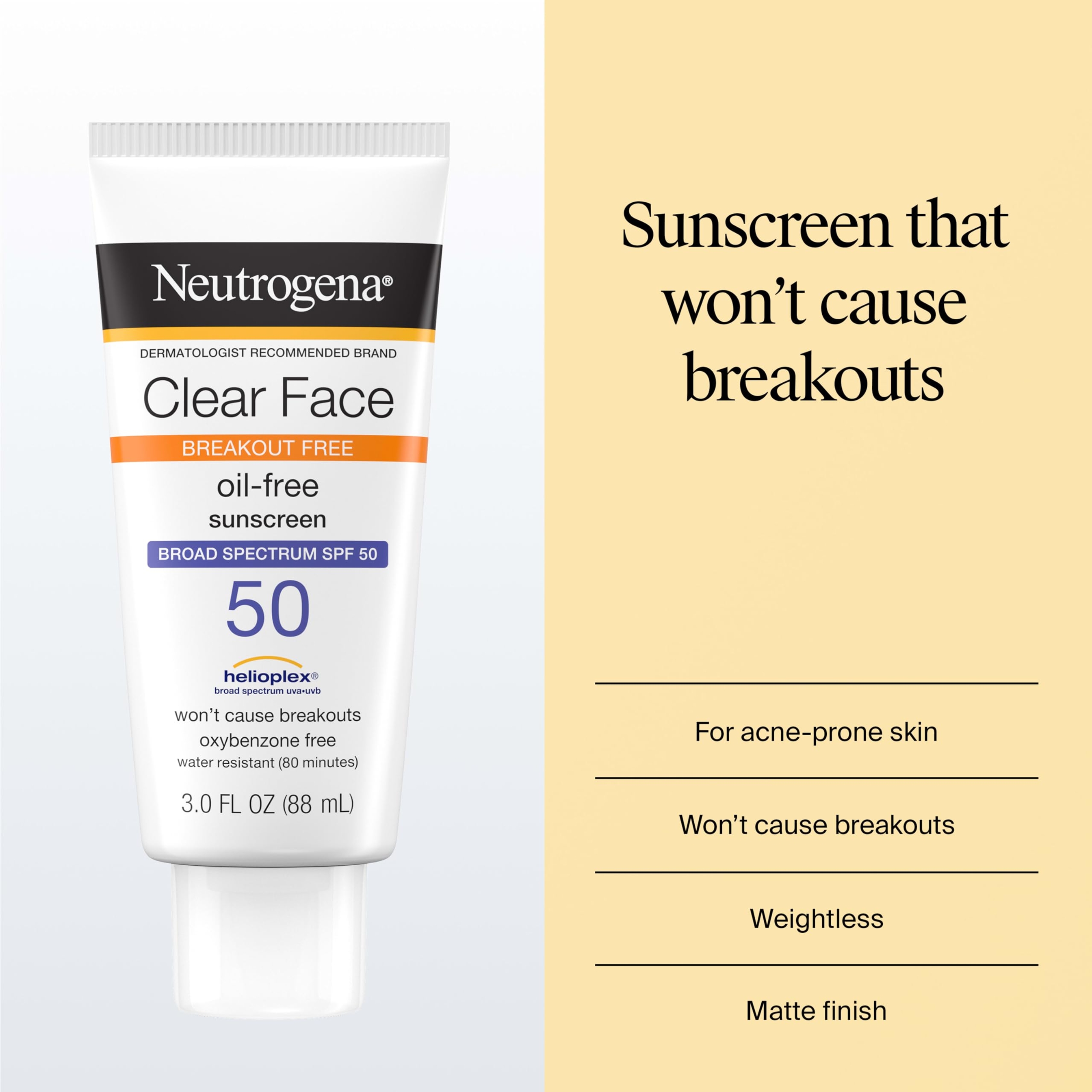 Neutrogena Clear Face Sunscreen Lotion SPF50 3 fl.oz - Broad Spectrum UVA/UVB Protection for Acne-Prone Skin 2