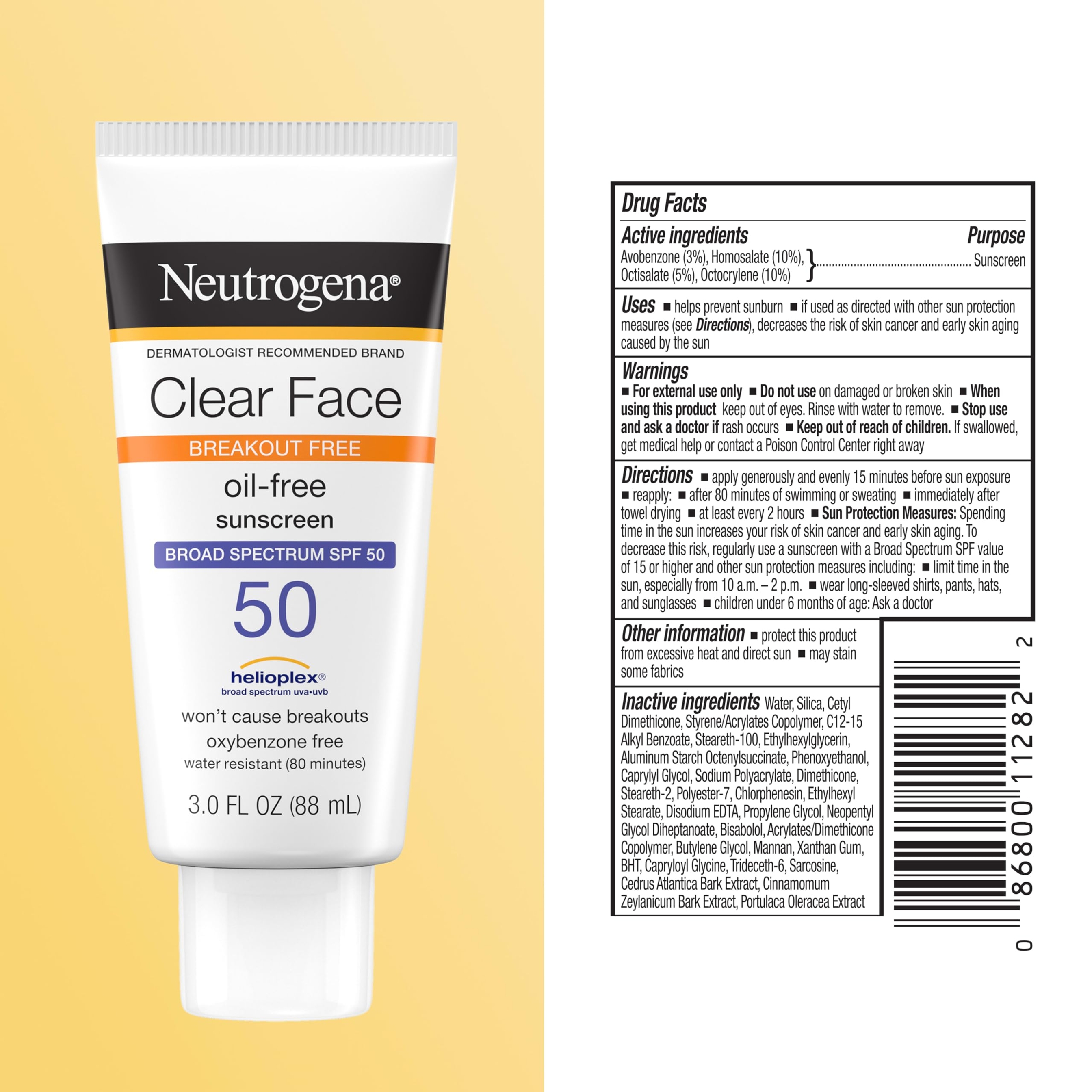 Neutrogena Clear Face Sunscreen Lotion SPF50 3 fl.oz - Broad Spectrum UVA/UVB Protection for Acne-Prone Skin 8
