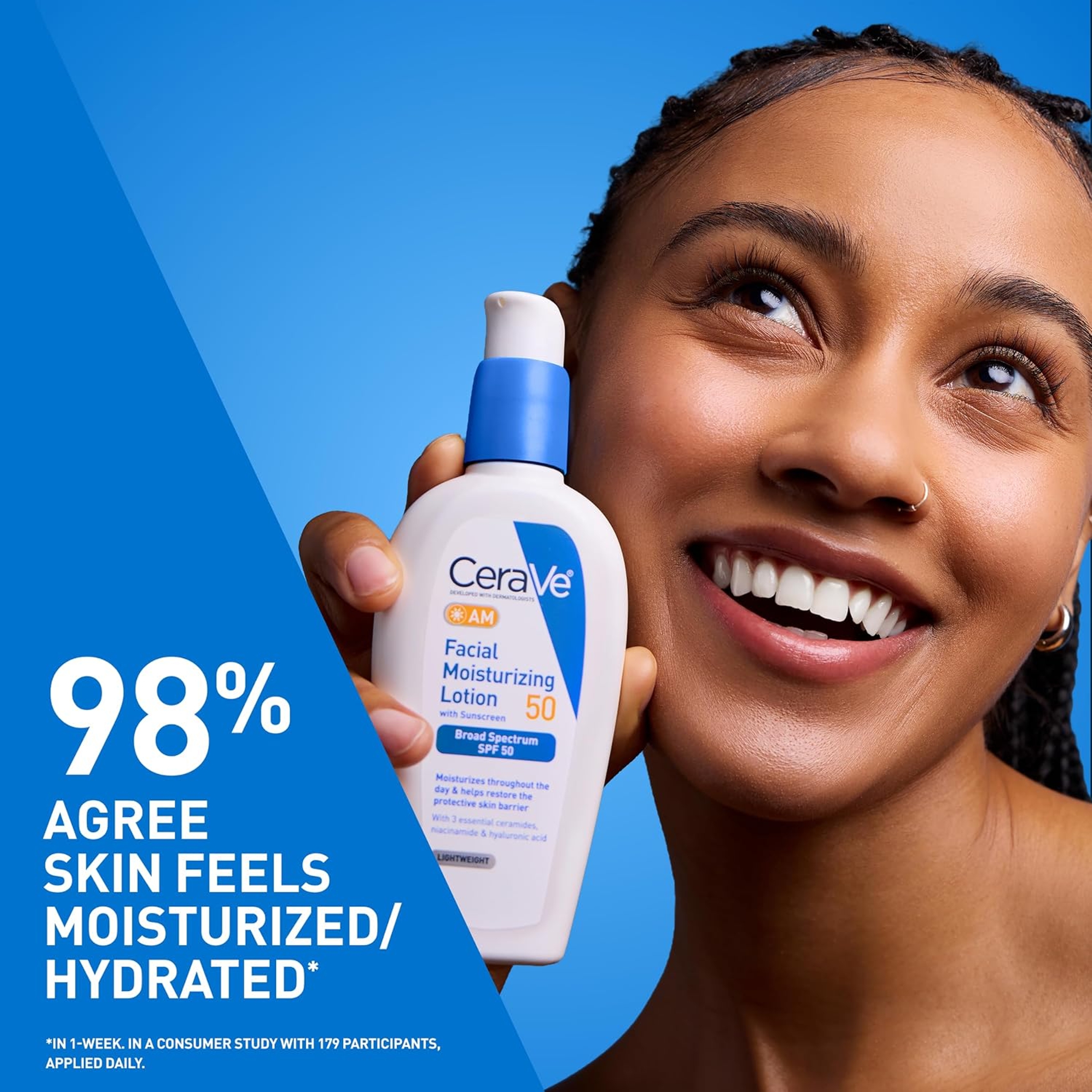 CeraVe AM Facial Moisturizing Lotion SPF50 3 fl.oz - Blendable Daytime Moisturizer with Broad-Spectrum SPF 3