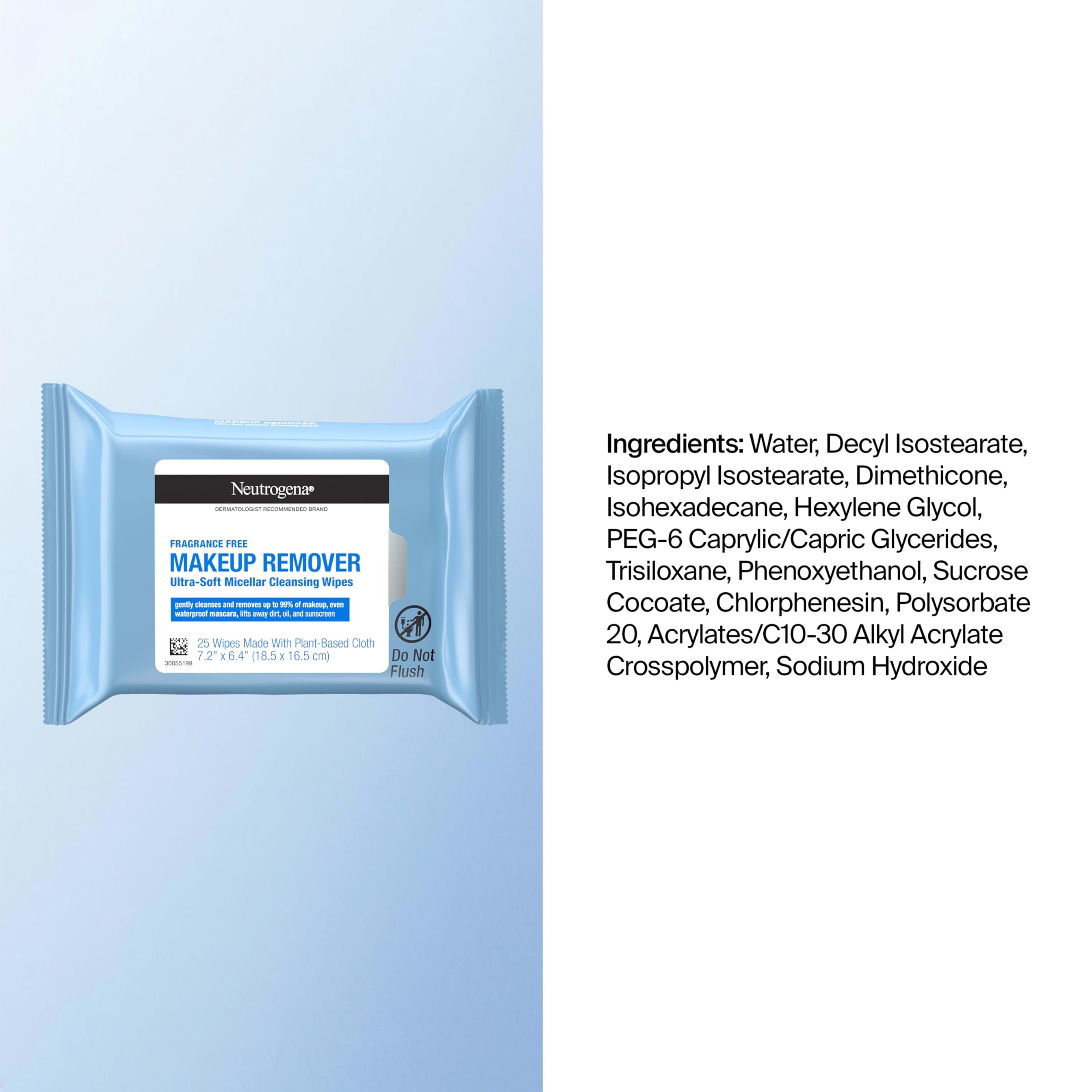 Neutrogena Makeup Remover Wipes for Face Daily, Fragrance-Free, Gently Removes Oil, Dirt, and Waterproof Makeup in a Simple Fully Plant-Based Cloth, 25 ct 18