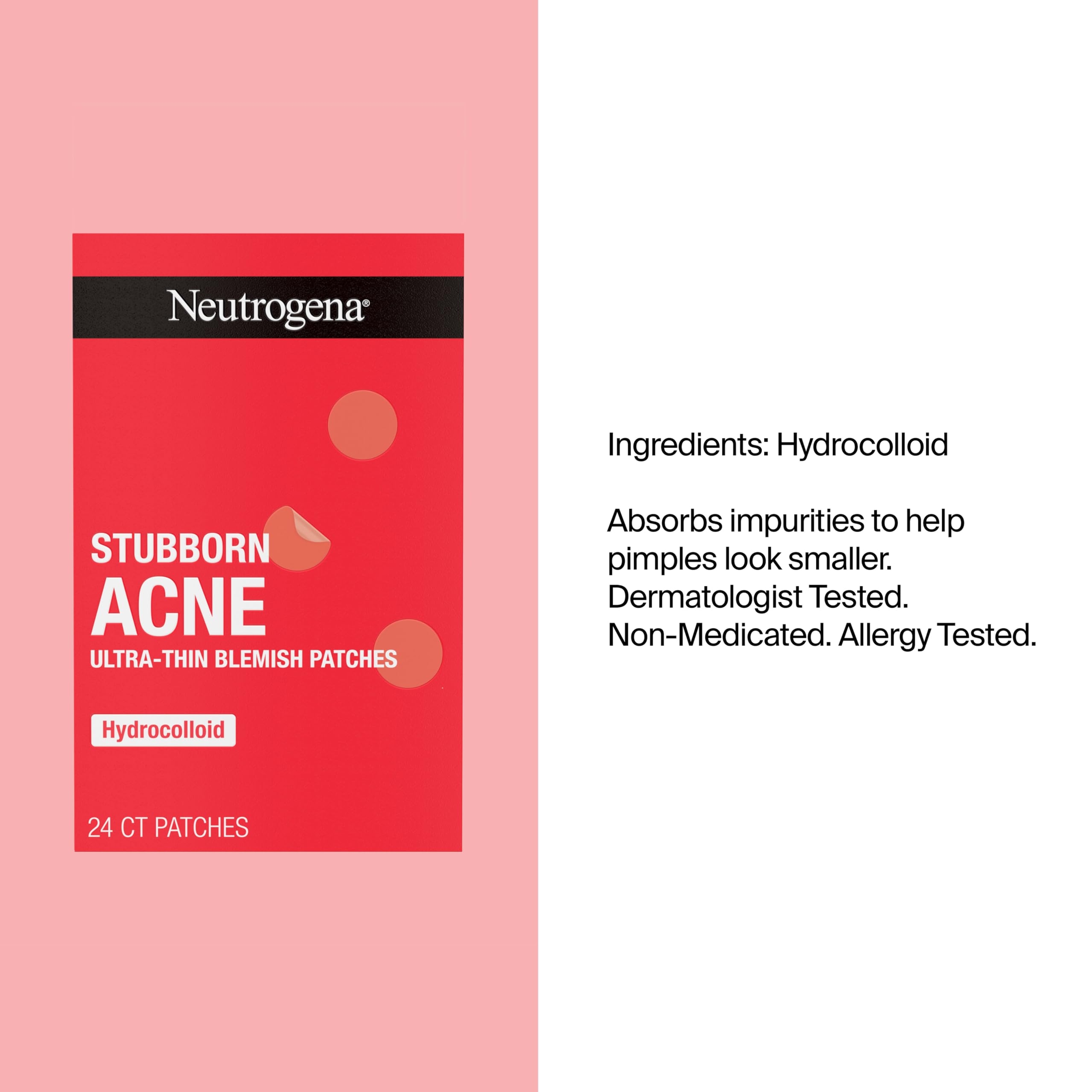 Neutrogena Stubborn Acne Ultra-Thin Blemish Patches 24 Count - Hydrocolloid Absorbs Impurities, Ultra-Thin 8