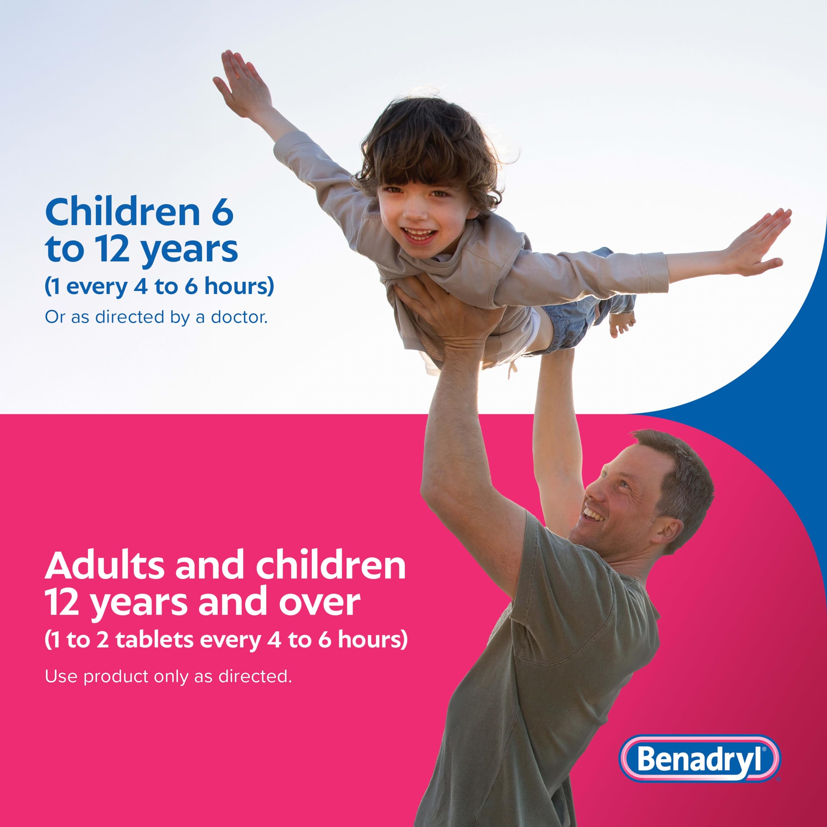 Benadryl Ultratabs Antihistamine Allergy Relief Tablets 100 Count - Diphenhydramine HCl 25mg 6