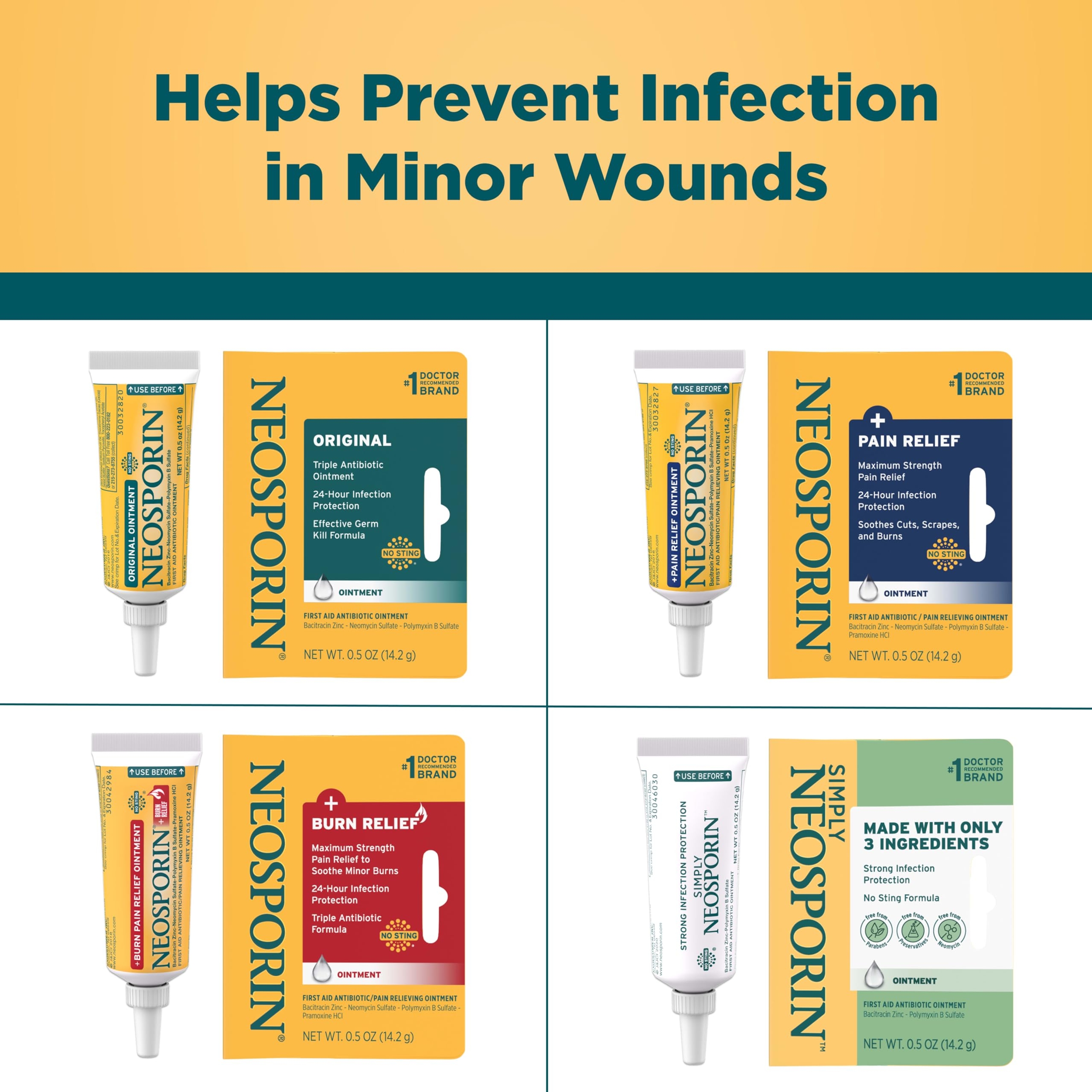 Neosporin Original Triple Antibiotic Ointment 0.5 oz - 24H Infection Protection, Helps Minimize Appearance of Scars 5
