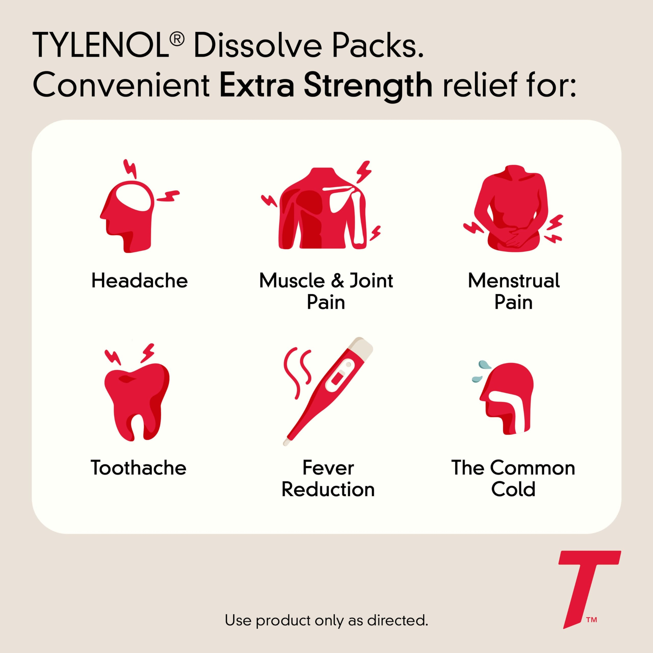 Tylenol Extra Strength Dissolve Powder Packs, 500 mg Acetaminophen Pain Reliever & Fever Reducer Medicine, Fast Relief for Minor Aches & Pains, Ibuprofen- & Aspirin-Free, On-the-Go Berry Flavor, 32 Ct 2