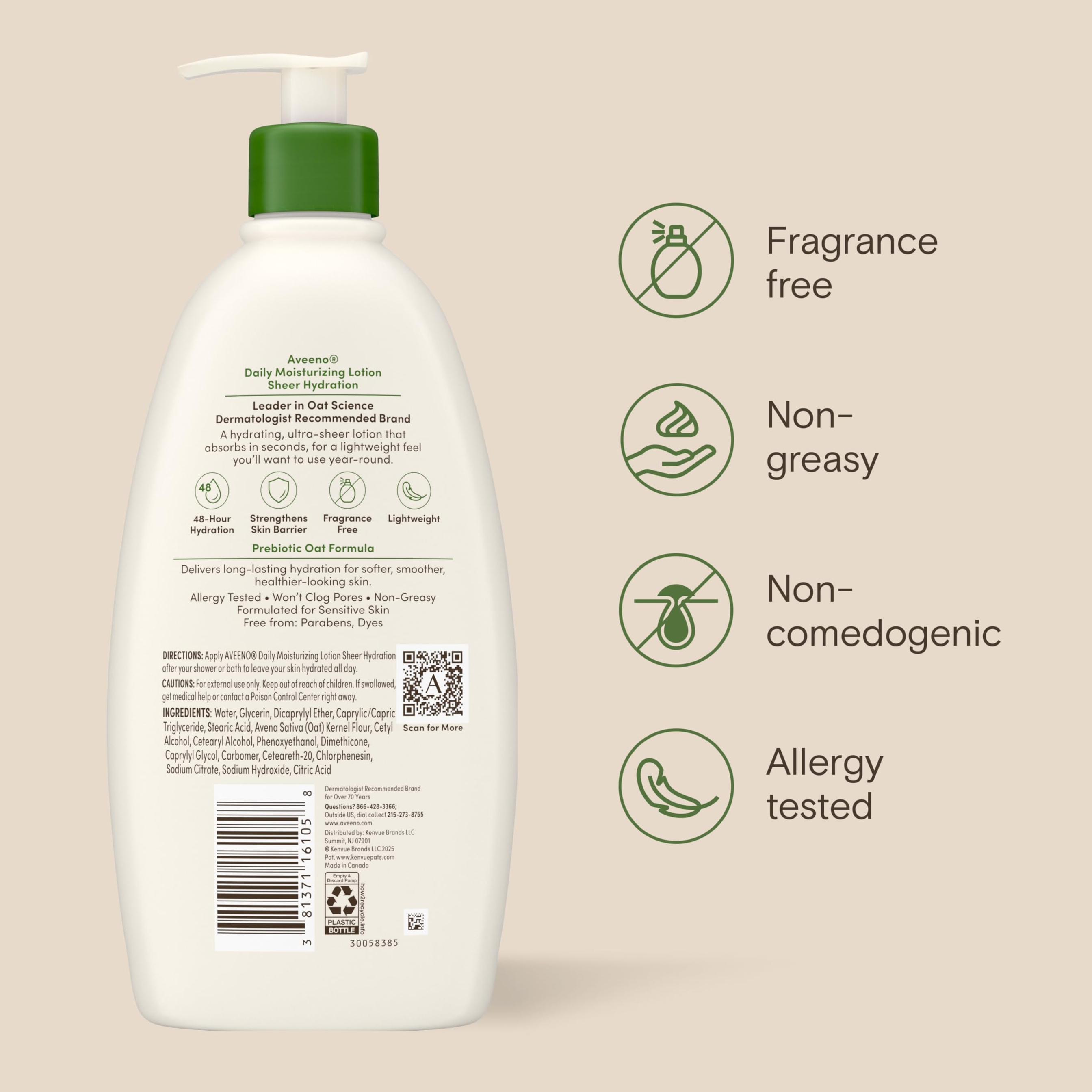 Aveeno Daily Moisturizing Body Lotion with Soothing Oat 18 fl.oz - Fragrance Free Lotion for Normal To Dry & Sensitive Skin 9
