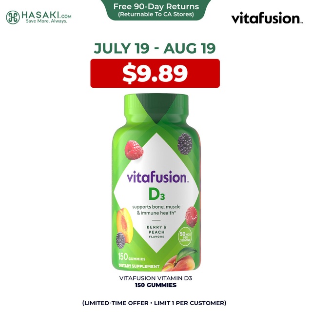 Vitafusion Vitamin D3 150 Gummies - Bone and Immune Support, Berry & Peach Flavor — Out of stock